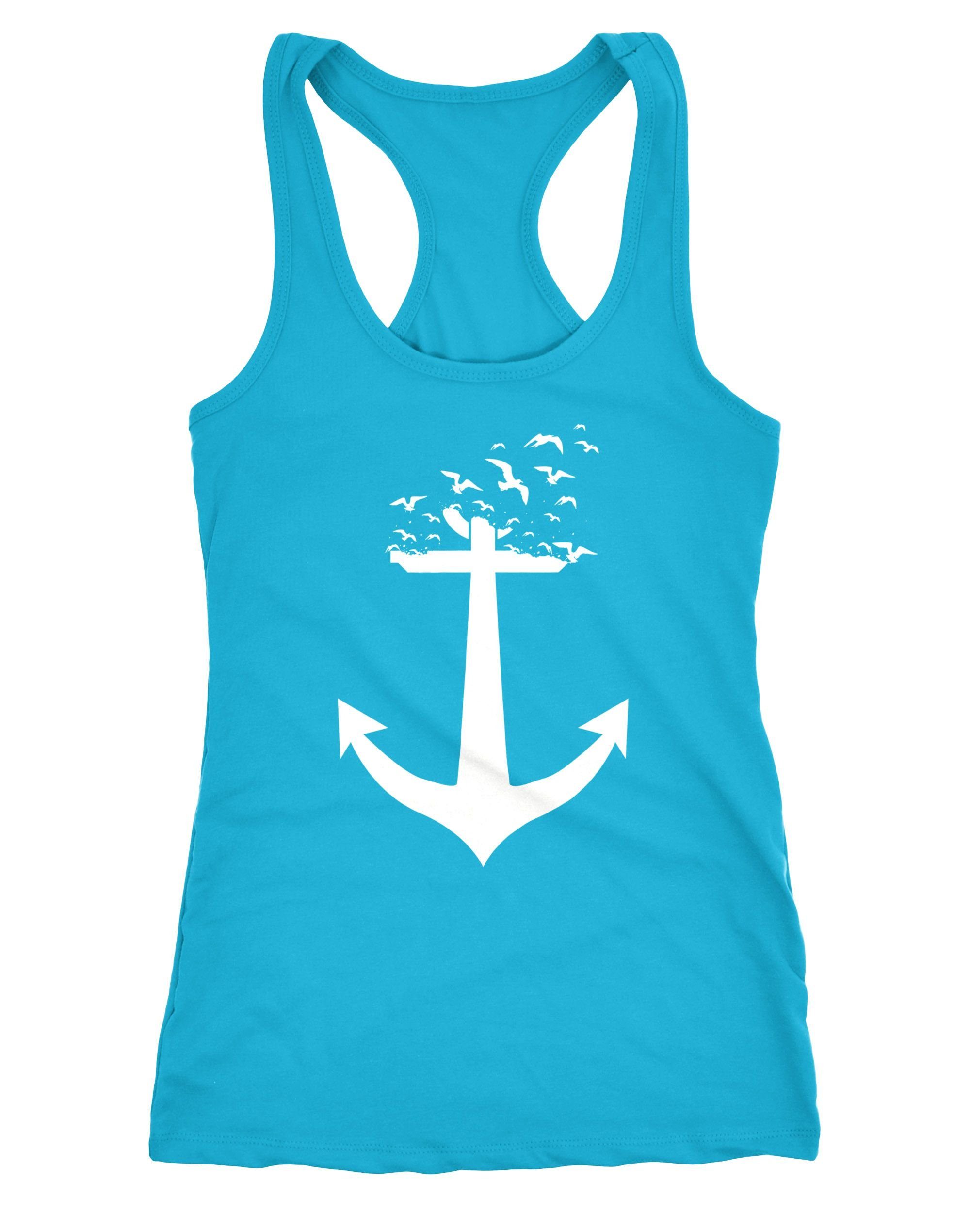 Neverless Tanktop Damen Tank-Top Anker Vögel Anchor Birds Racerback Neverless®