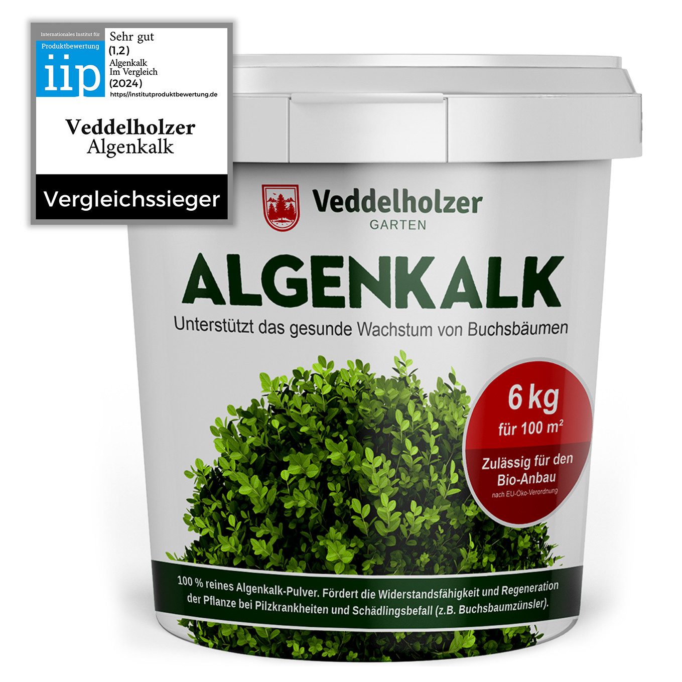 Veddelholzer Bodenverbesserer 6kg Bio Algenkalk 100% reines Pulver aus Meeresalgen Buchsbaumdünger, stärkt Widerstandskraft & Regeneration des Buchsbaum, Naturdünger Spritzmittel, beim Buchsbaumzünsler