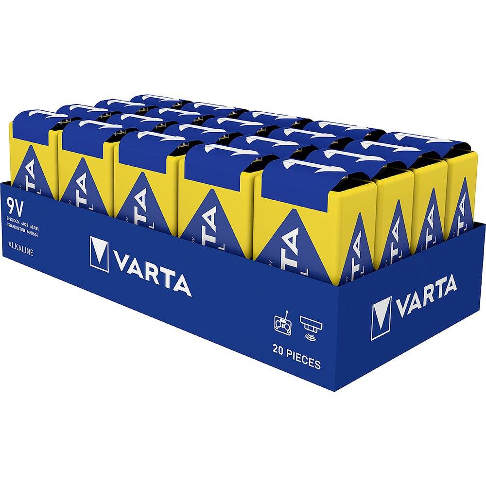 VARTA 9 V Block-Batterie Alkali-Mangan 640 mAh 9 V 20 St. 04022211111 Batterie