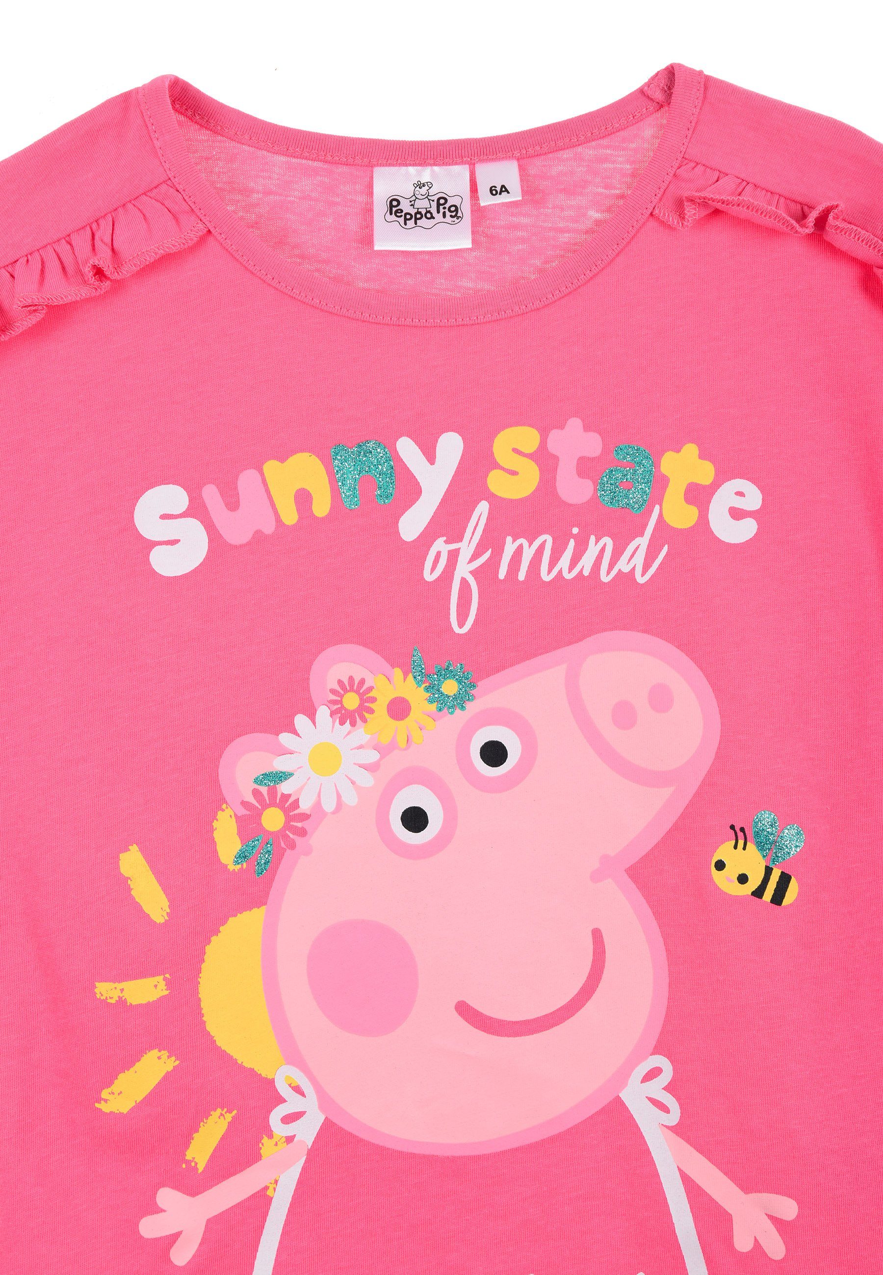 Peppa Kurzarm-Shirt Mädchen Oberteil T-Shirt Pink Pig