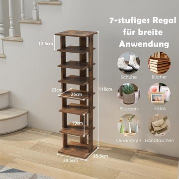 KOMFOTTEU Schuhregal Schuhständer, mit 7 Regalfächern, bis zu 10 kg