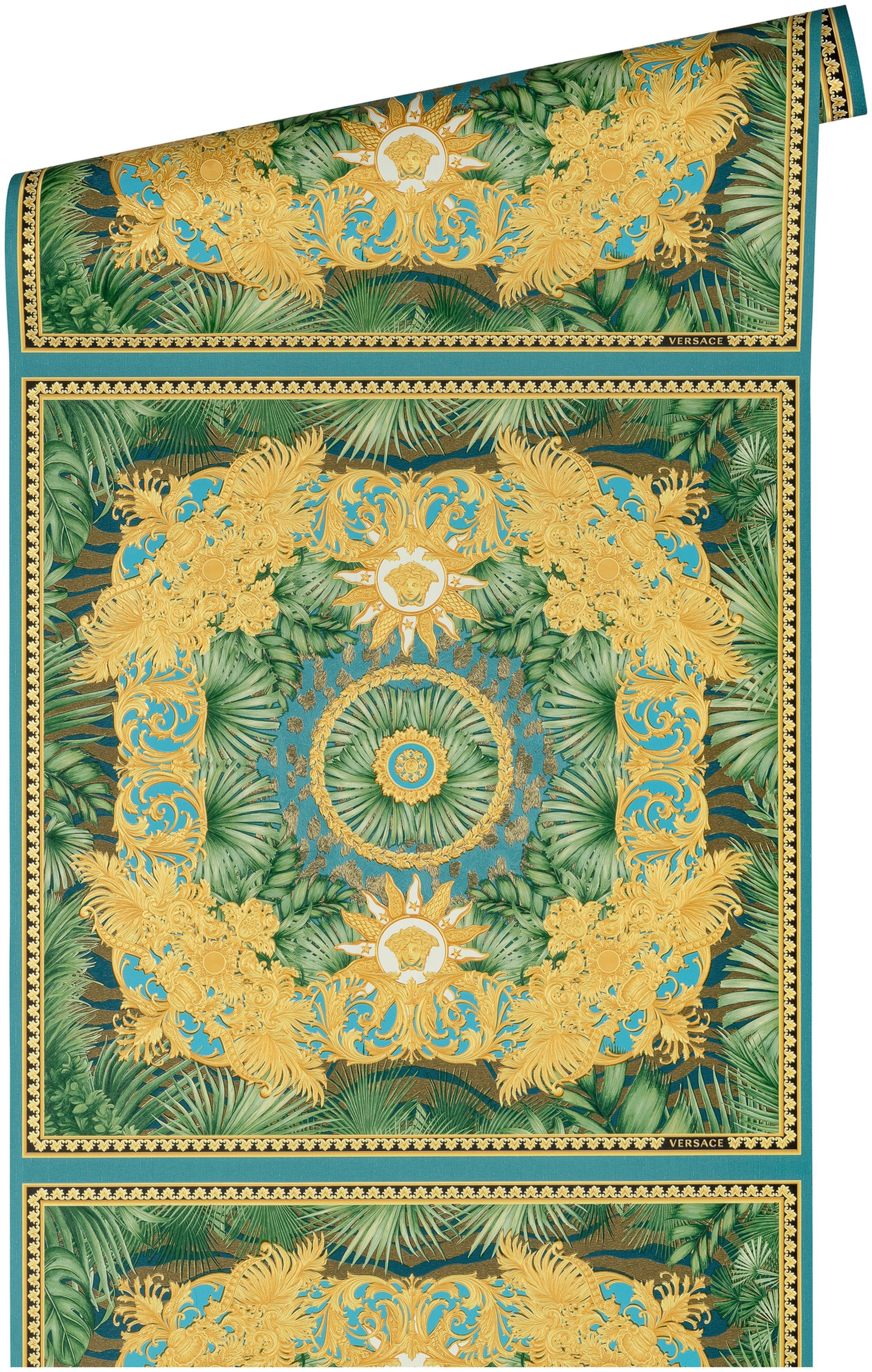 Versace Vliestapete Wallpaper Versace 5 Design, leicht strukturiert, leicht glänzend, abstrakt, gemustert, (1 St), Dschungel auffallende Fliesen-Tapete Tapeten Wohnzimmer Schlafzimmer