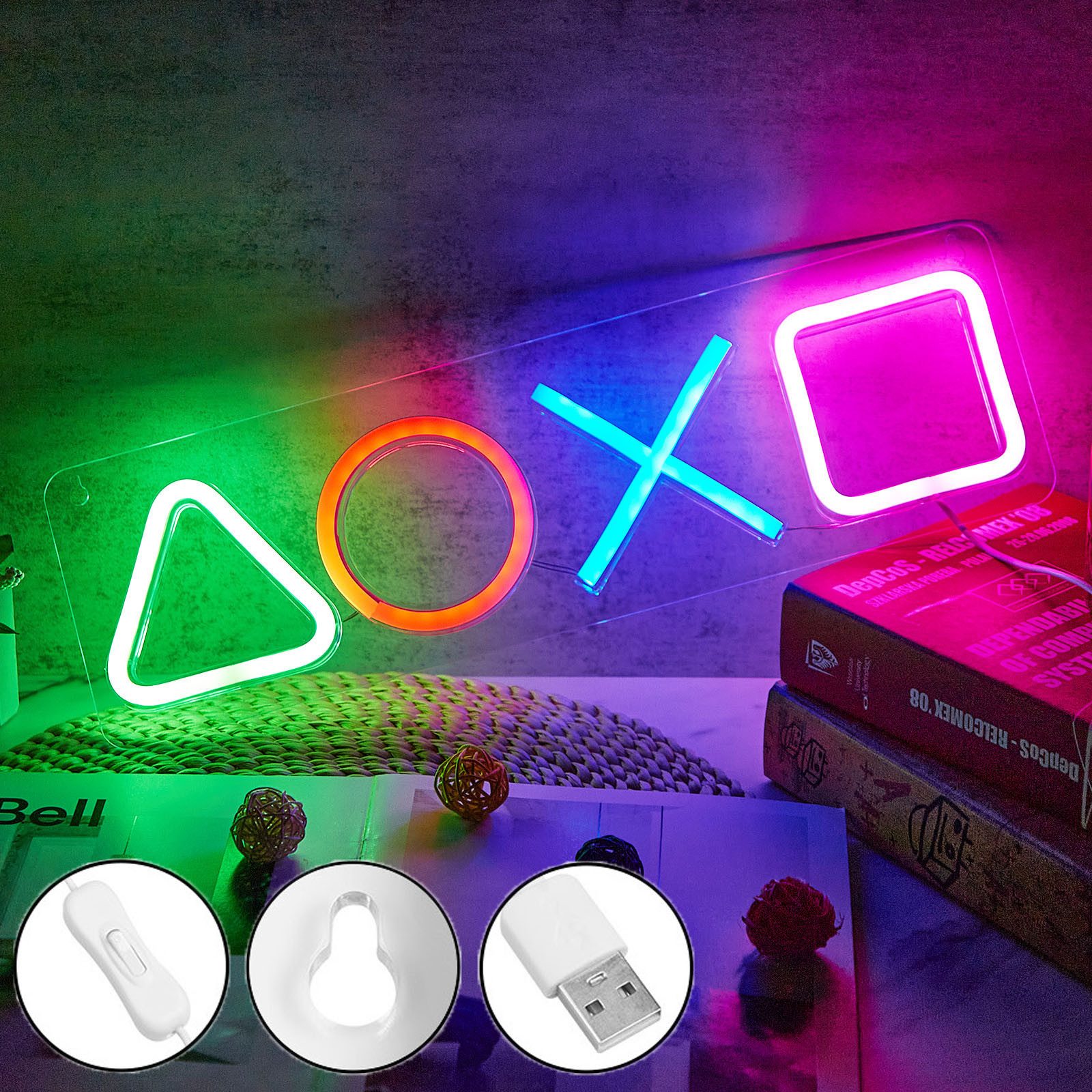 MUPOO LED-Streifen Neonlicht Gaming Lampe PS Playstation Symbol LED Stripe, günstig online kaufen