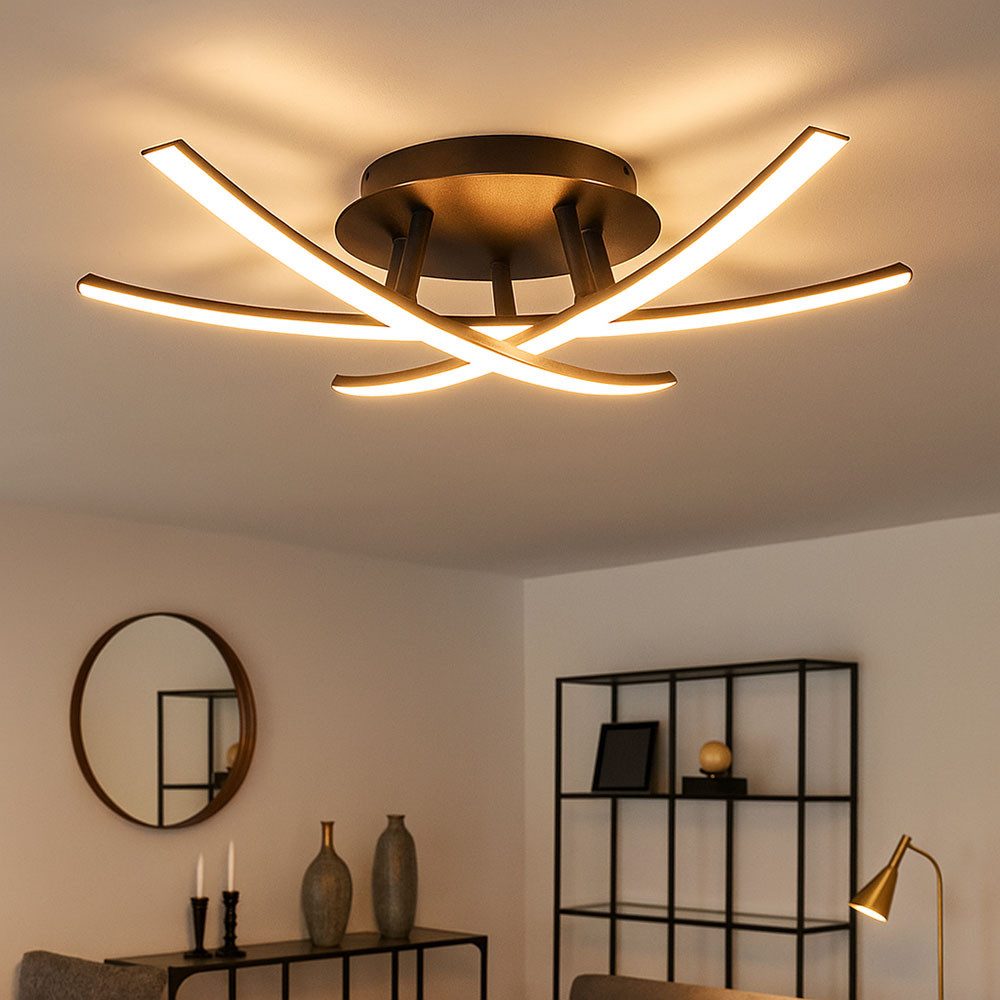 V-TAC LED Deckenleuchte, LED-Leuchtmittel fest verbaut, Warmweiß, Deckenleuchte Deckenlampe Wohnzimmerlampe Schwarz L 46 cm LED