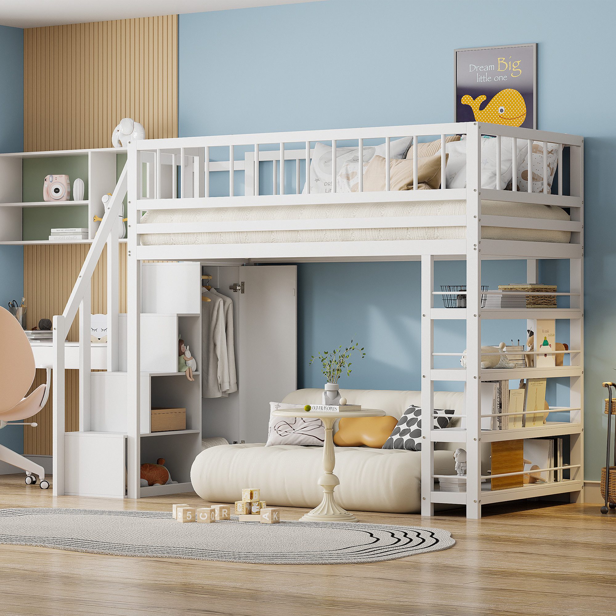 Odikalo Kinderbett Hochbett 90 x 200cm, günstig online kaufen