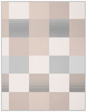 Wohndecke Squares grau, karierte Sofadecke in 150x200, Decke aus Baumwoll-Mix, Biederlack, Made in Germany