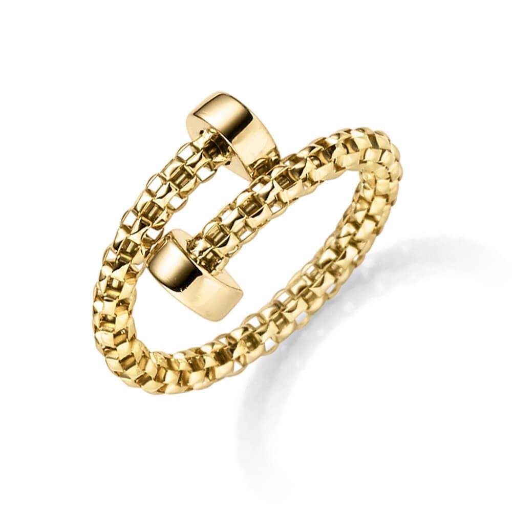 Schmuck Krone Goldring Ring aus 585 Gelbgold strukturiert offen, Gold 585