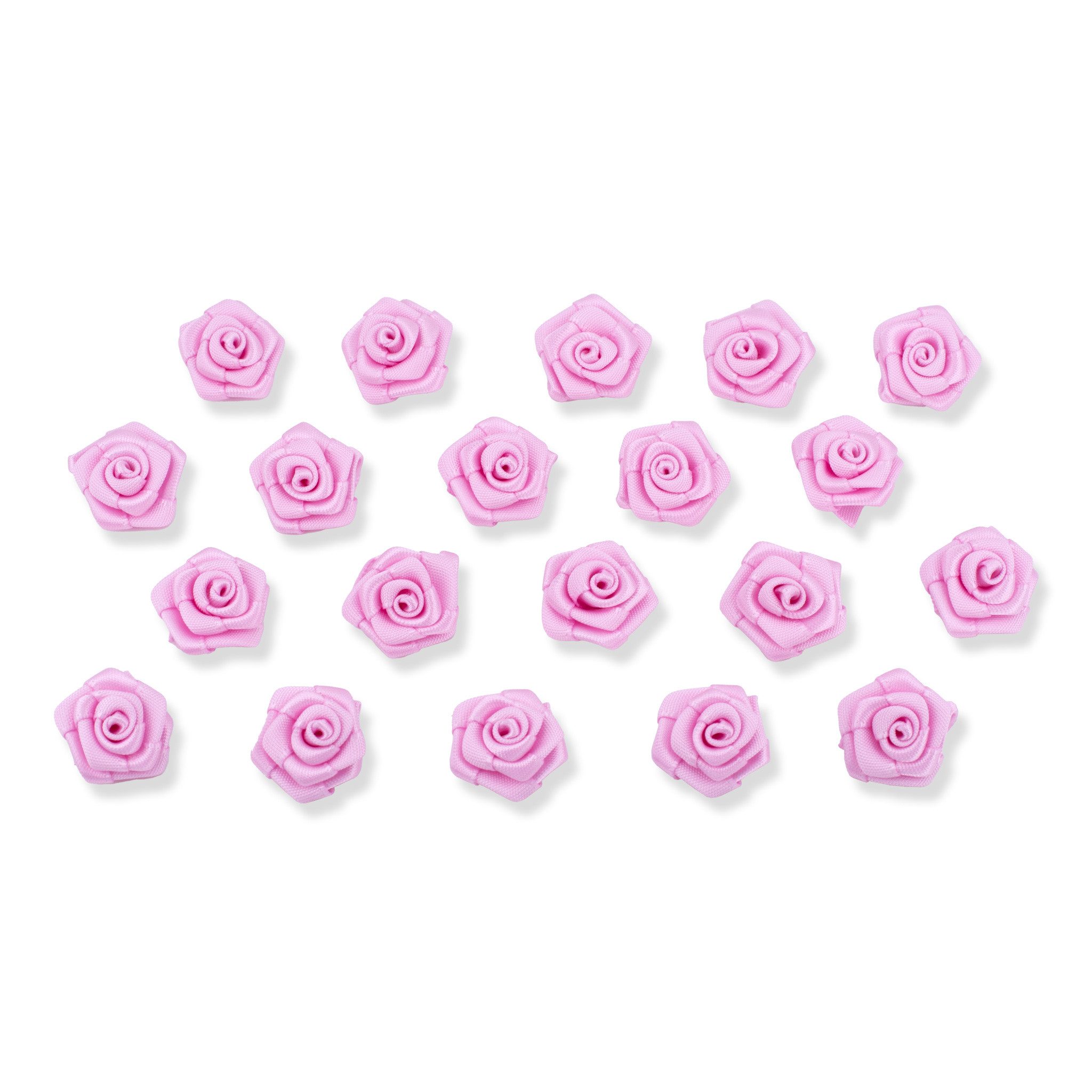 Creativery Streudeko, Satinrosen 2cm zum Basteln & Aufnähen 20 Stück Rosa