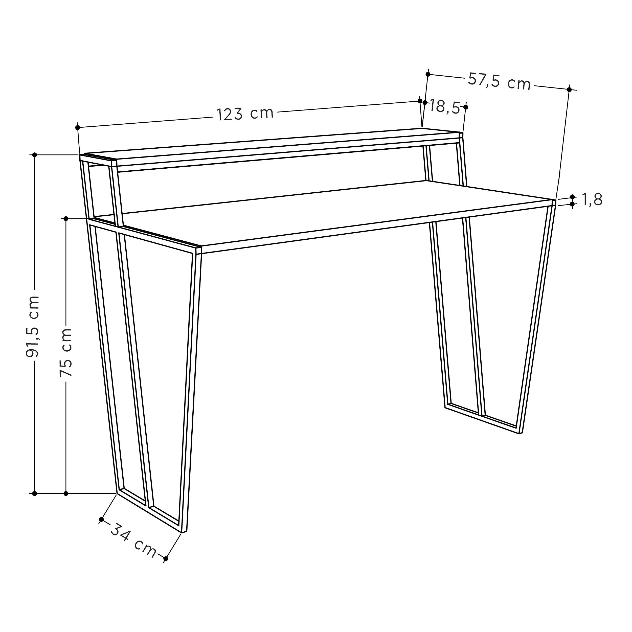 57,5 Tisch, Schreibtisch x weiß Pal cm 1 91,5 Schreibtisch mit Decortie (1 Moderner Tisch), x Monitorfuß, 123