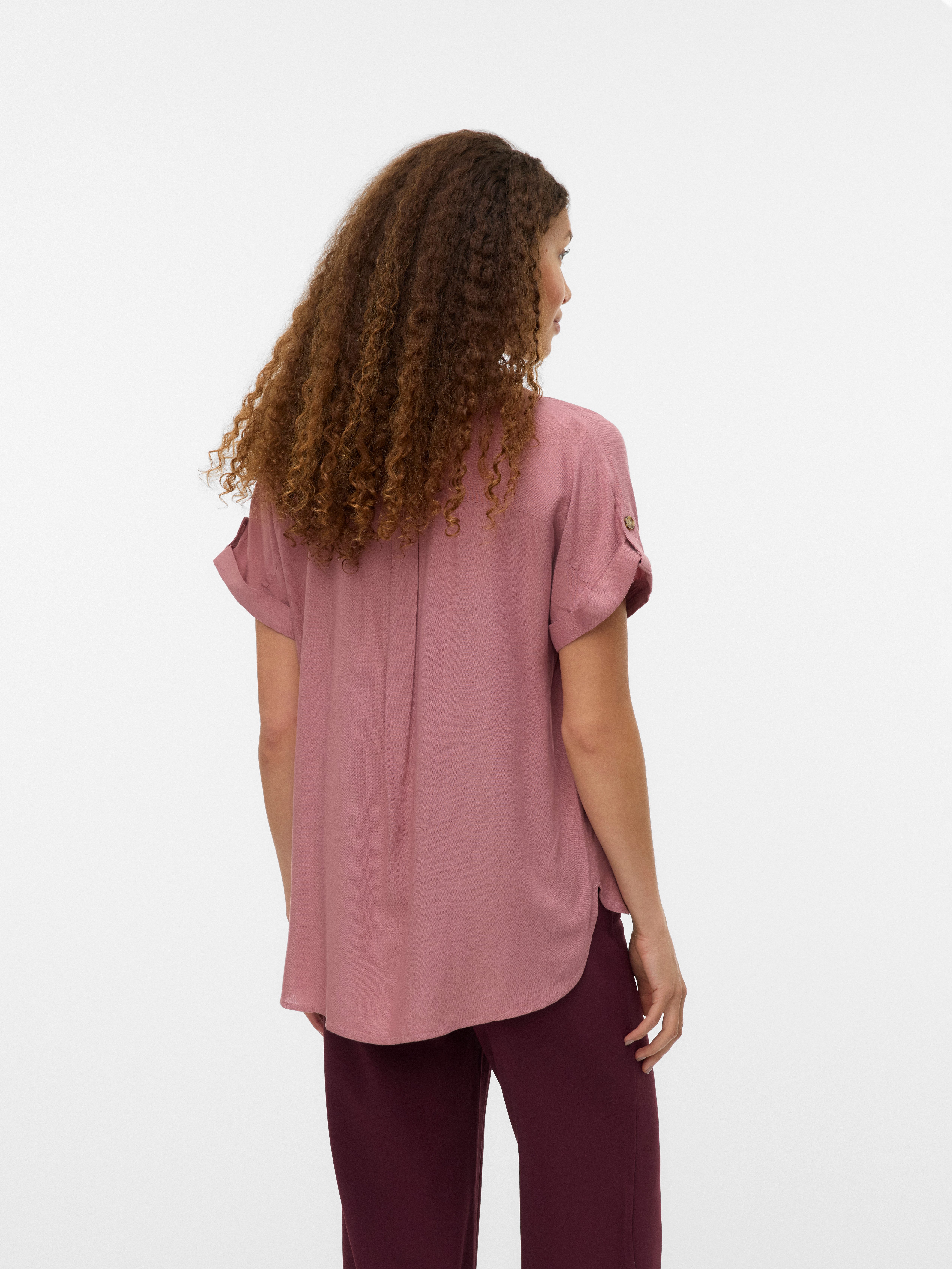 Vero Moda Kurzarmbluse VMBUMPY S/S SHIRT WVN GA NOOS Viskose, regular fit