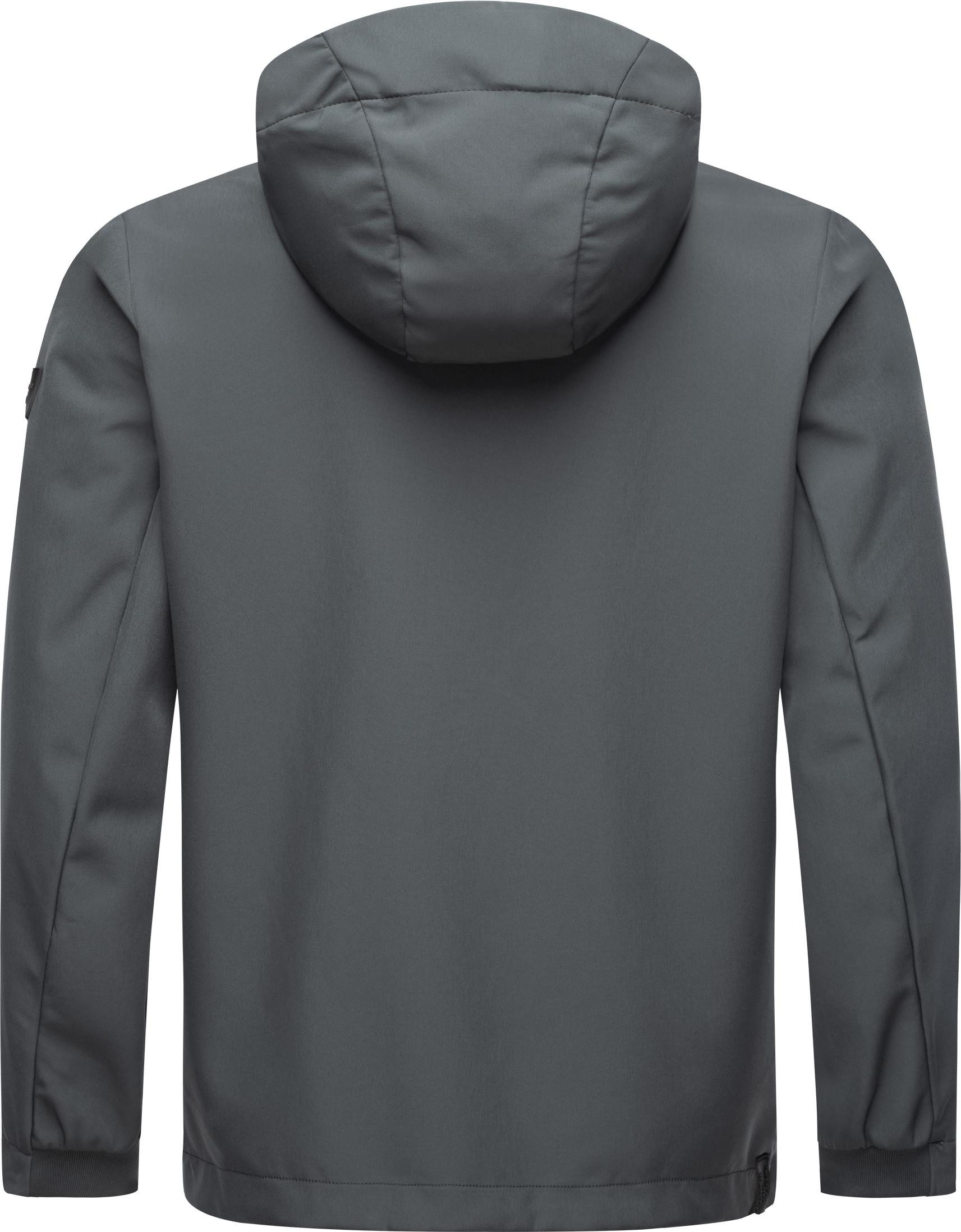 Ragwear Softshelljacke Shellwie Warm wasserdichte Herren Übergangsjacke mit großer Kapuze
