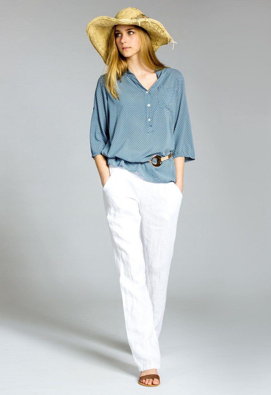 Caspar Shirtbluse BLU013 Damen Bluse gepunktet elegante 3/4 Arm Bluse Pünkt günstig online kaufen