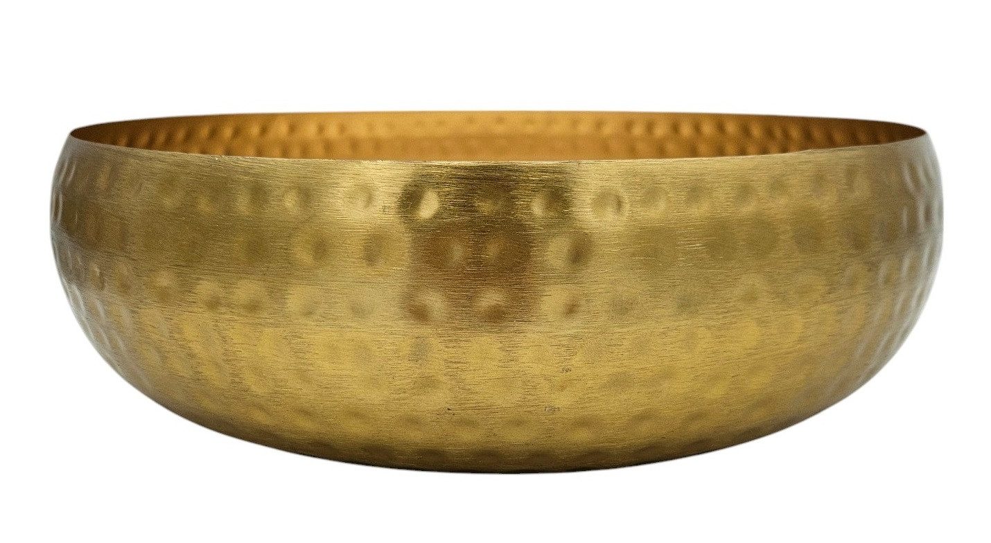 Dekoschale Metall Schale Metallschüssel rund gehämmert Hammerschlag gold 35 cm