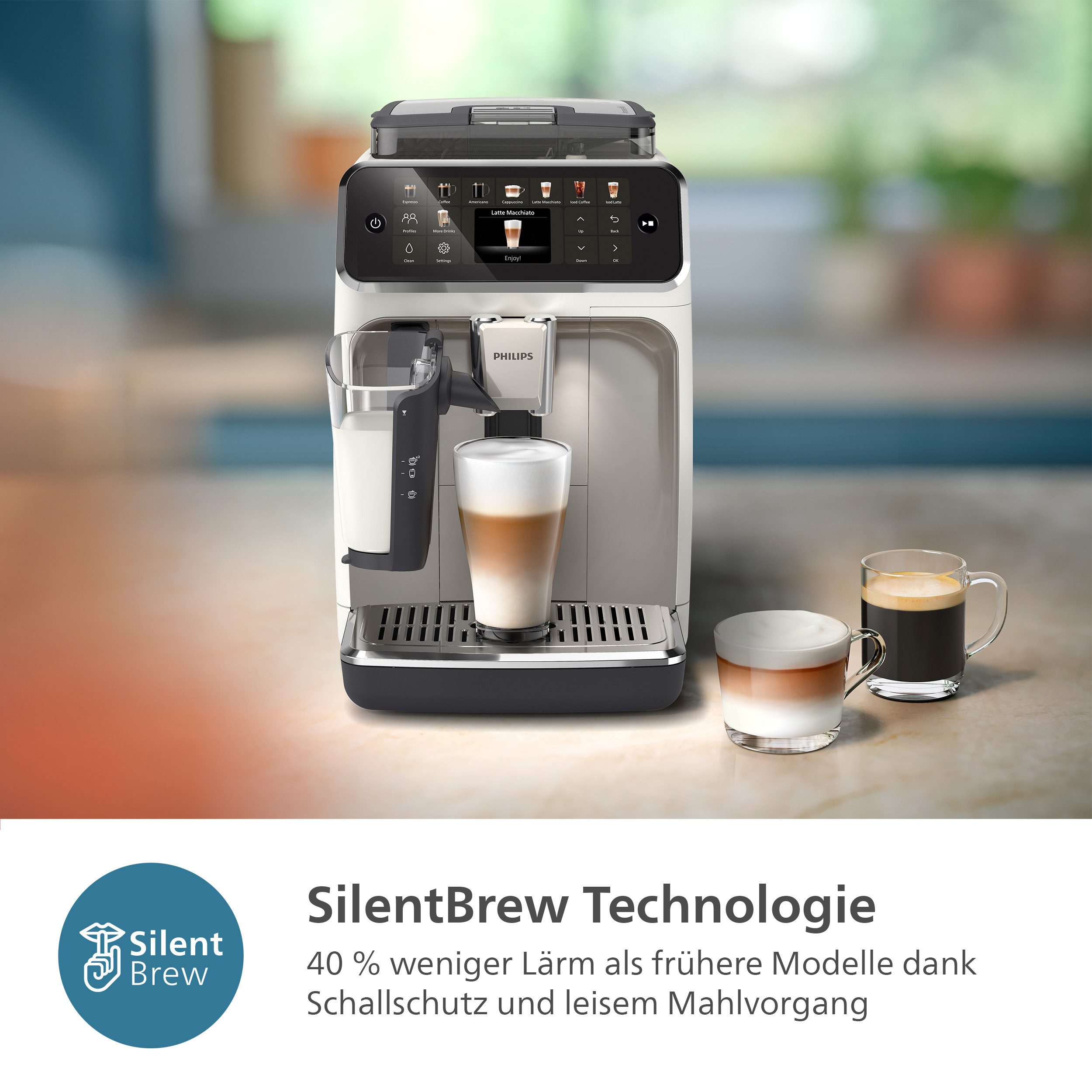 Philips Kaffeevollautomat EP5543/90 5500 Series, 20 Kaffeespezialitäten (heiß oder eisgekühlt), LatteGo-Milchsystem, SilentBrew Technologie – Bild 5 von 5