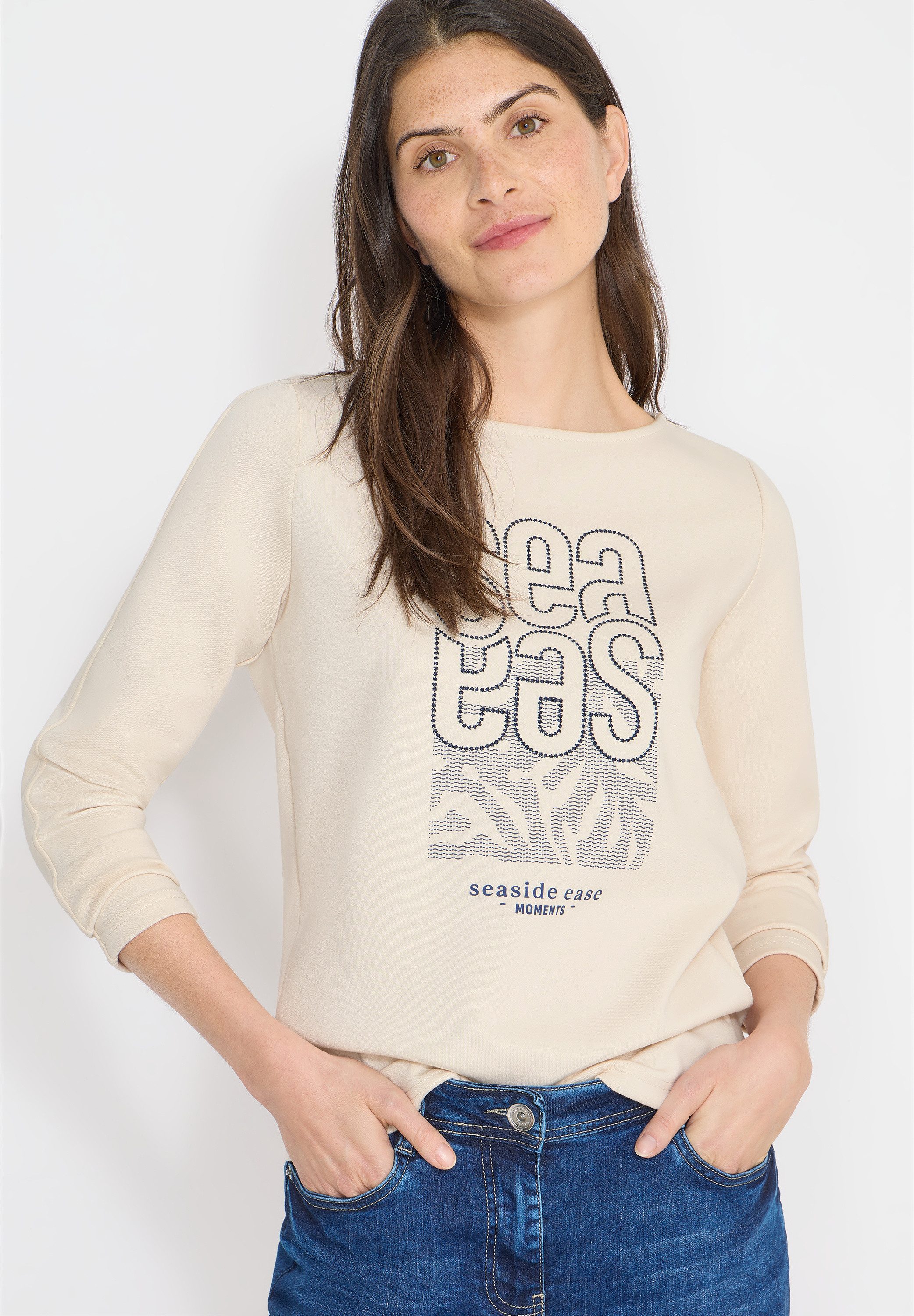 CECIL Langarmshirt modernes Front-Artwork mit Stickerei günstig online kaufen