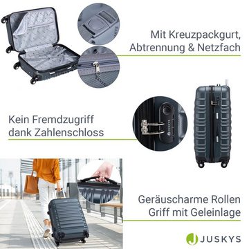 Juskys Trolleyset Rom, 4 Rollen, 4 Koffer, 360° Rollen, robuste Hartschale, mit Zahlenschloss