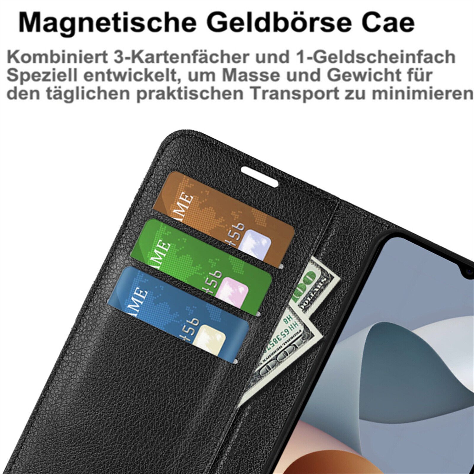 betterfon Handyhülle Handytasche für ZTE Blade A54 Klapphülle Schwarz, 3 Kartenfächer, Magnetverschluss & Standfunktion im Lederlook