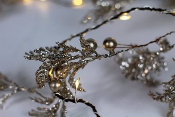 Arnusa LED-Girlande Weihnachtsgirlande Silber mit Glitzer Effekt, silberfarben mit Glitzer
