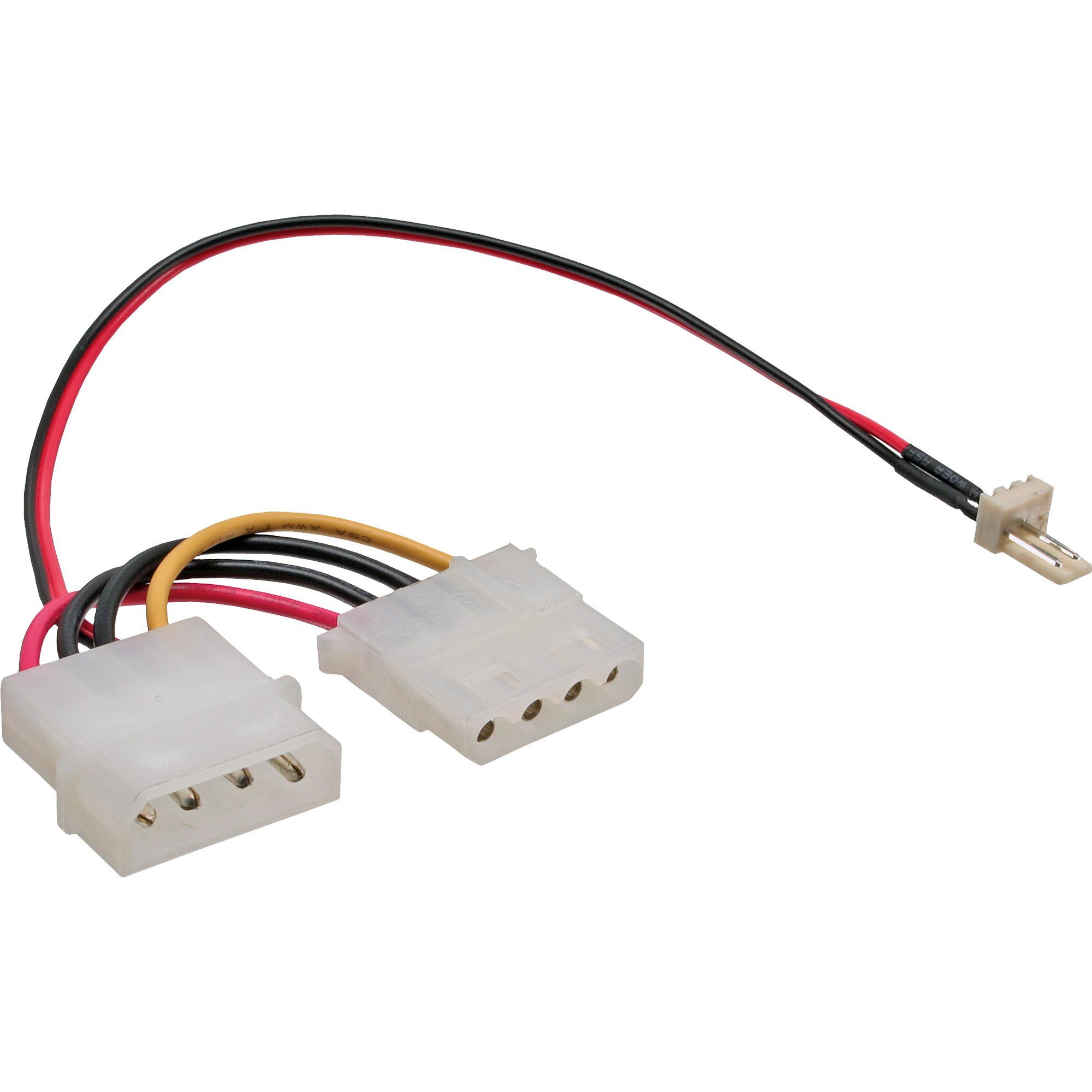 INTOS ELECTRONIC AG InLine® Lüfter Adapterkabel, 3pol Lüfter an 4pol Netzteil 12V, 0,3m Computer-Kabel
