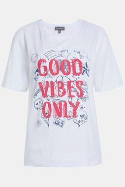 Gina Laura Rundhalsshirt T-Shirt GOOD VIBES Rundhals Halbarm