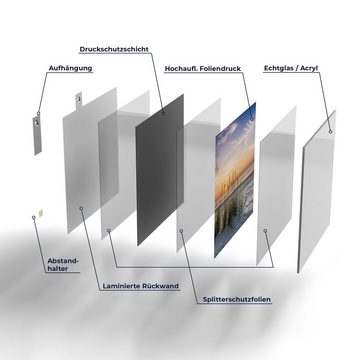 DEQORI Glasbild 'Sonnenuntergang am Strand', 'Sonnenuntergang am Strand', Glas Wandbild Bild schwebend modern