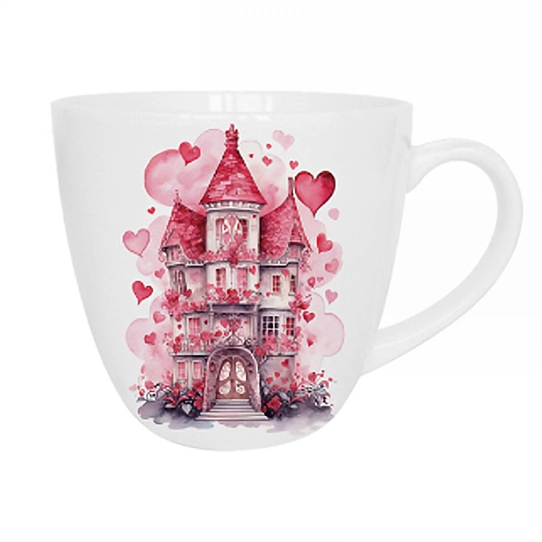 Duo-Gift Tasse Romantische Duo Tasse Schloss mit Herzen 460 ml Valentinstag, Romantische Duo Tasse Schloss mit Herzen 460 ml Valentinstag