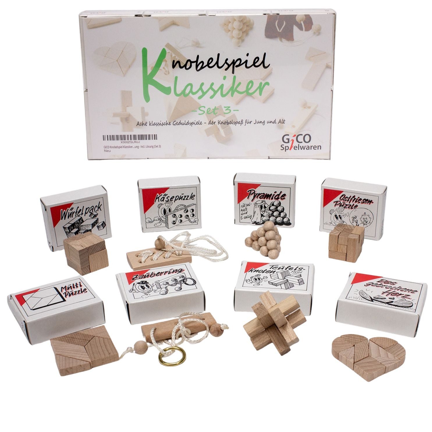 GICO Spielesammlung GICO Knobelspiel Klassiker Set 3 - 8 Geduldspiele - 2182