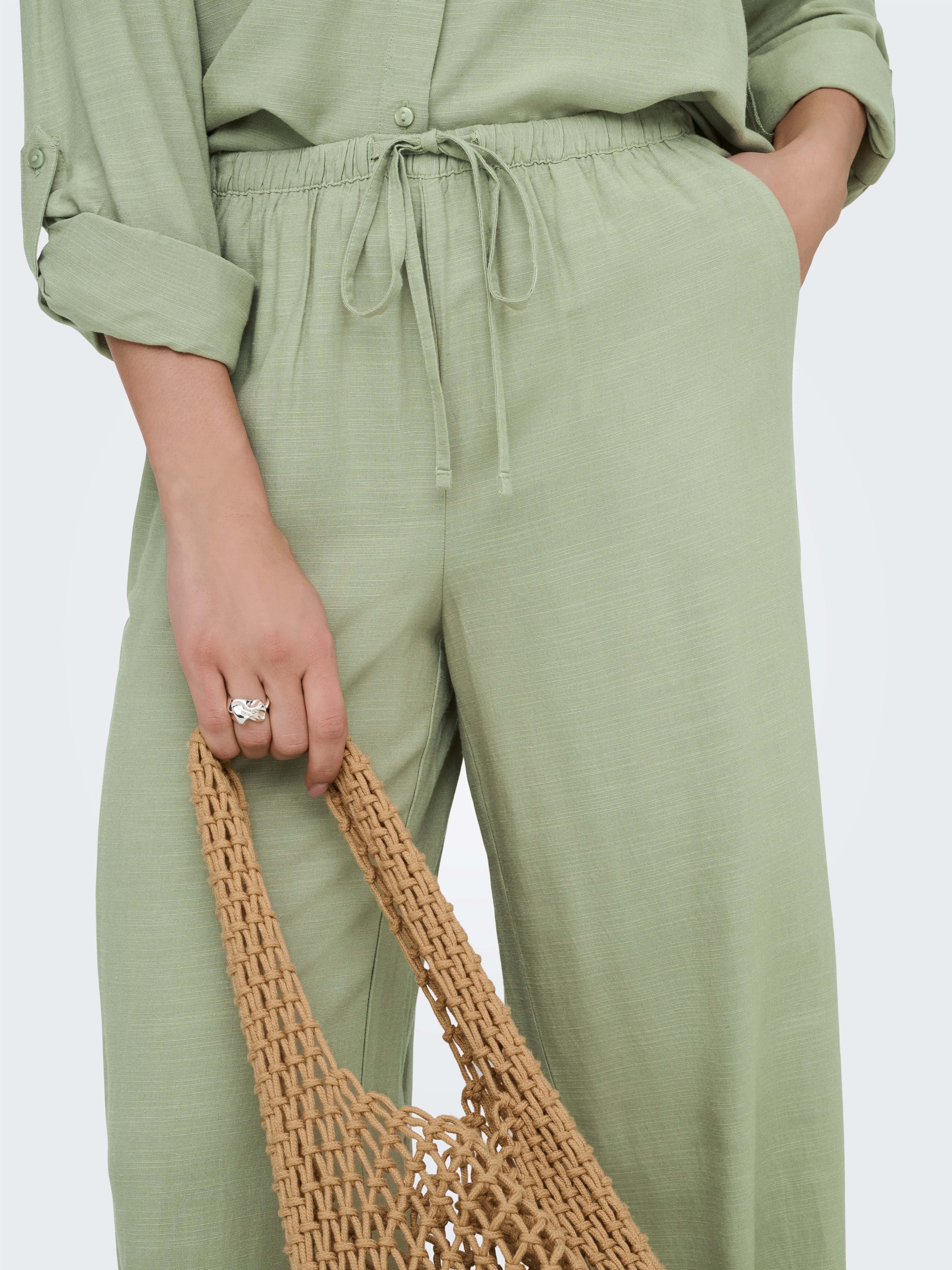 JDY Schlupfhose JDYCAYA LINEN MW PANT WVN DIA Sommerhose mit Leinen