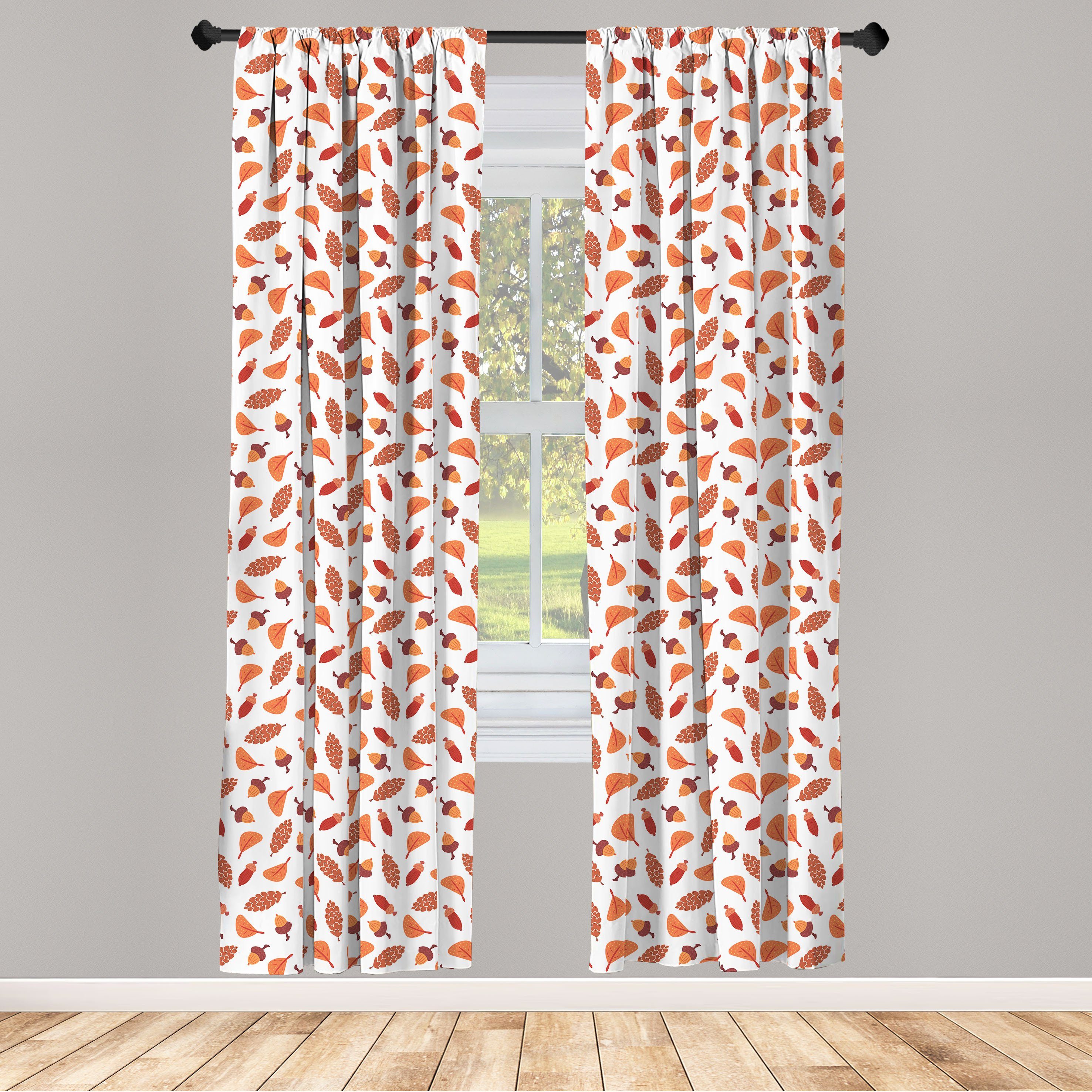 Gardine Vorhang für Wohnzimmer Schlafzimmer Dekor, Abakuhaus, Microfaser, Herbst Saisonale Blätter Kegel Acorn
