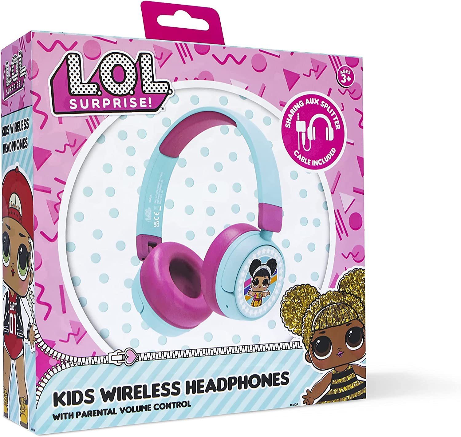 Kinder ! Bluetooth Kopfhörer Bluetooth-Kopfhörer Surprise im Lieferumfang OTL 3,5-mm-Audio-Sharing-Kabel (Bluetooth, L.O.L. enthalten)
