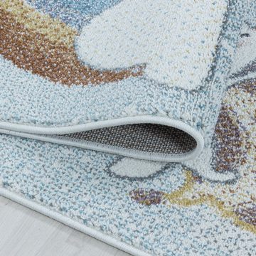Teppich Giraffen-Design, Teppium, Rechteckig, Höhe: 9 mm, Kinderteppich Giraffe-Design Blau Pflegeleicht Teppich Kinderzimmer