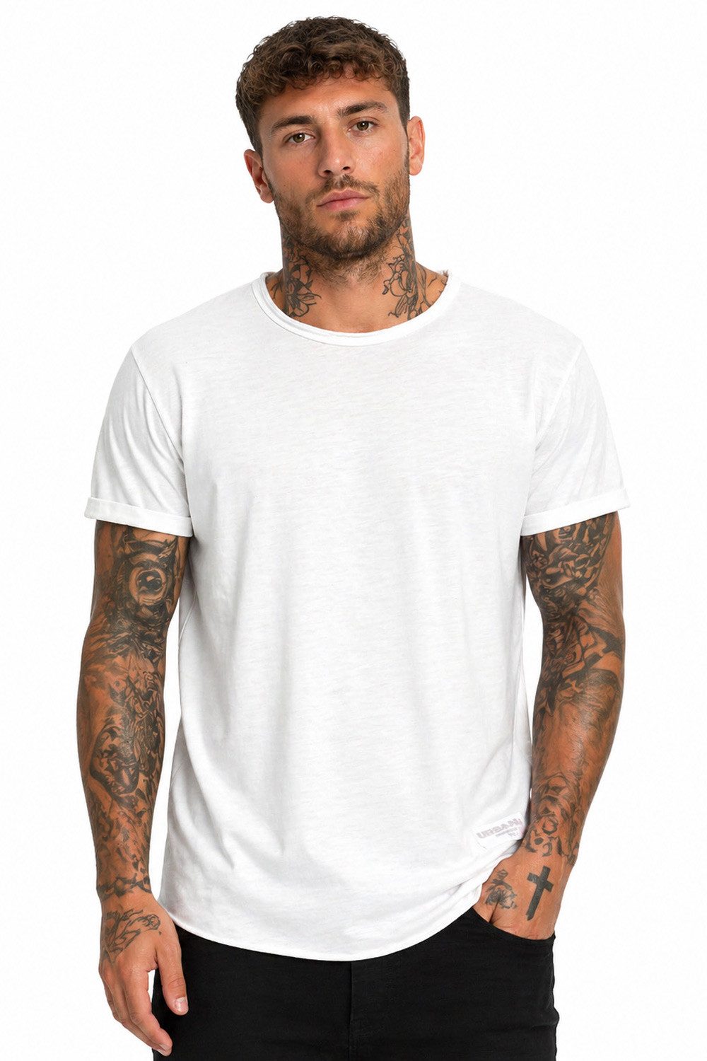 SUBLEVEL T-Shirt Herren Shirt Long Shaped lang geschnitten schwere Qualität