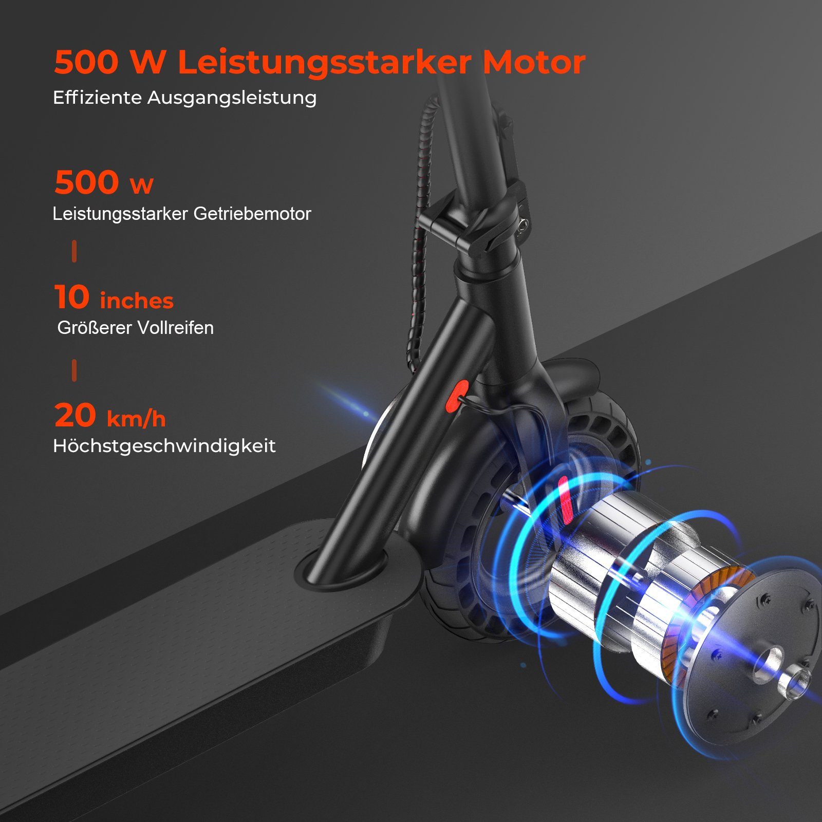 E-Scooter Straßenzulassung km/h, kg, Reichweite Stück 2 20,00 bis mit 10'' E-Scooter APP-Verbindung, iscooter 40 ABE, Stoßdämpfer, mit 500W Elektroroller km 120 Komfortable Motor,