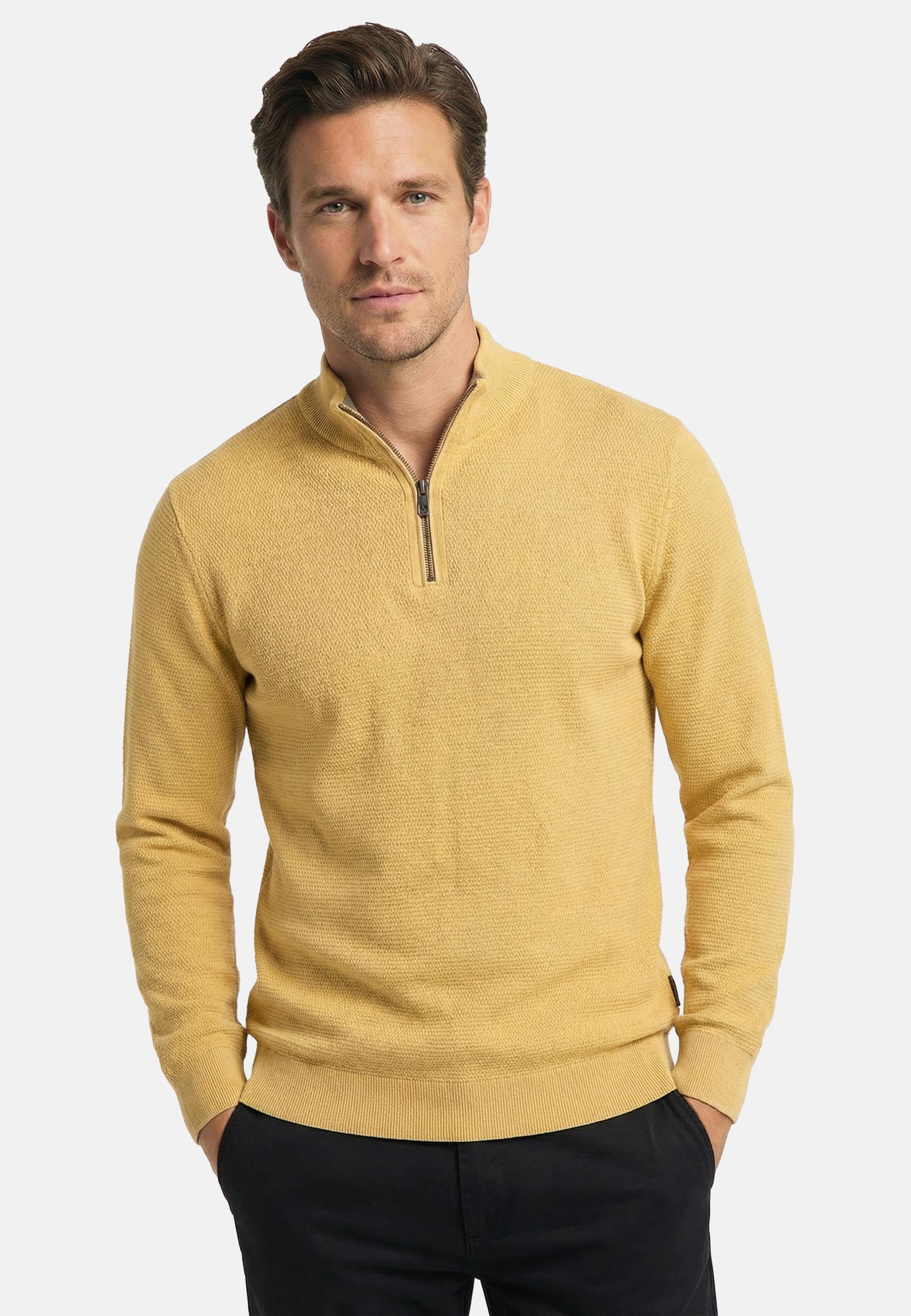CASAMODA Sweatshirt Basic (1-tlg) Troyer - Baumwolle - Atmungsaktiv - Feine Strickstruktur