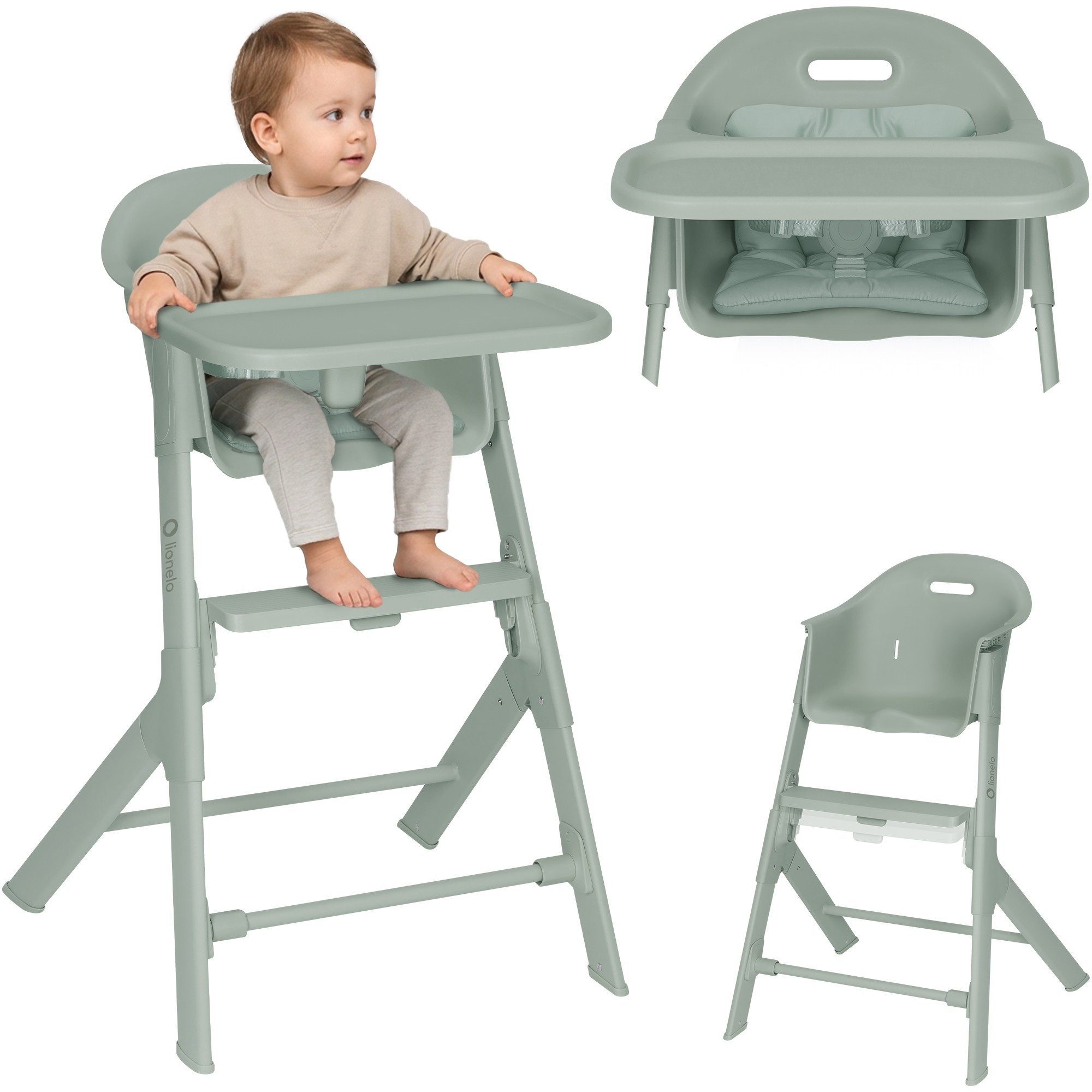 lionelo Hochstuhl BENY (Set), Verstellbare Fußstütze / 2 Stufen / leicht zu reinigen