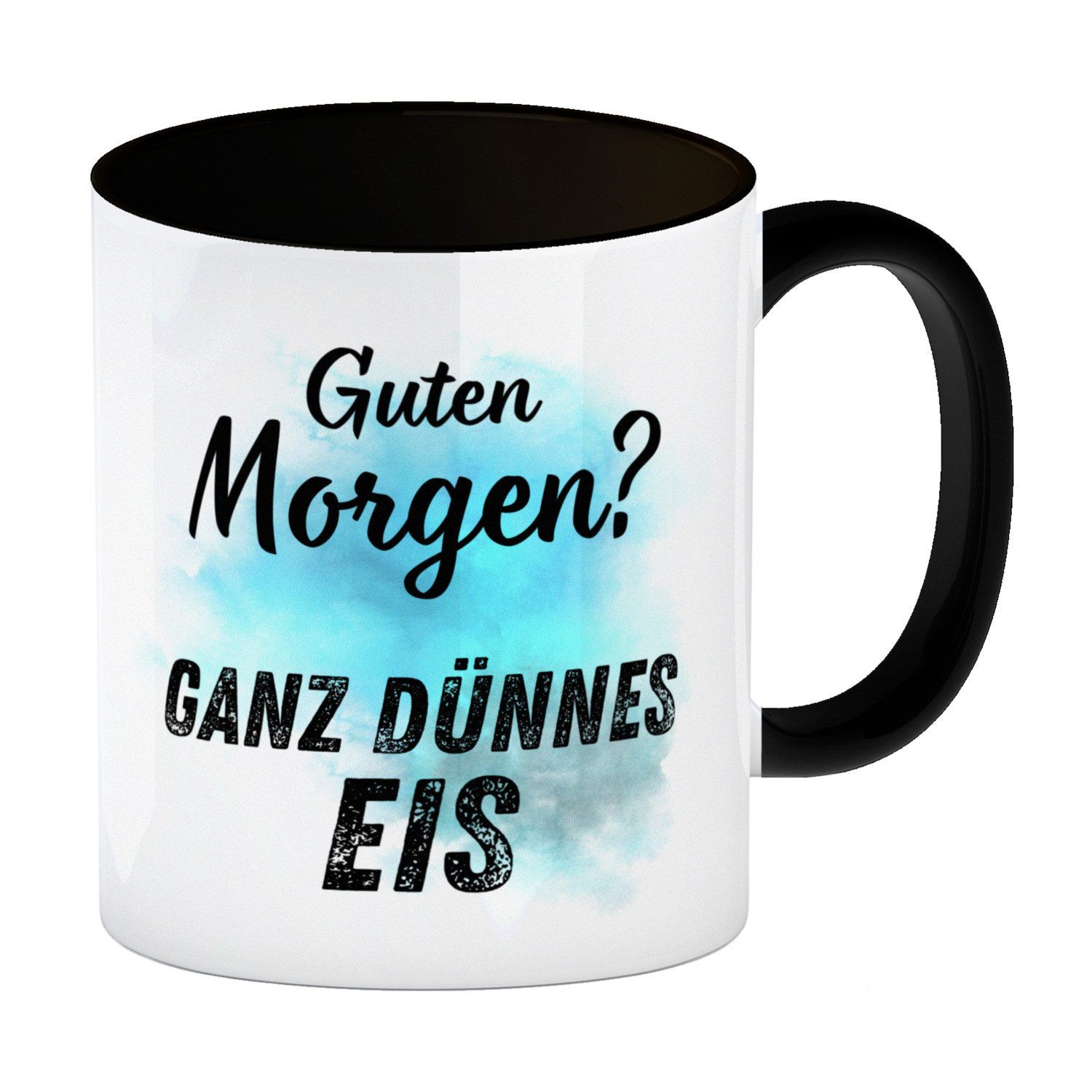 speecheese Tasse Kaffeebecher in schwarz mit Spruch Guten