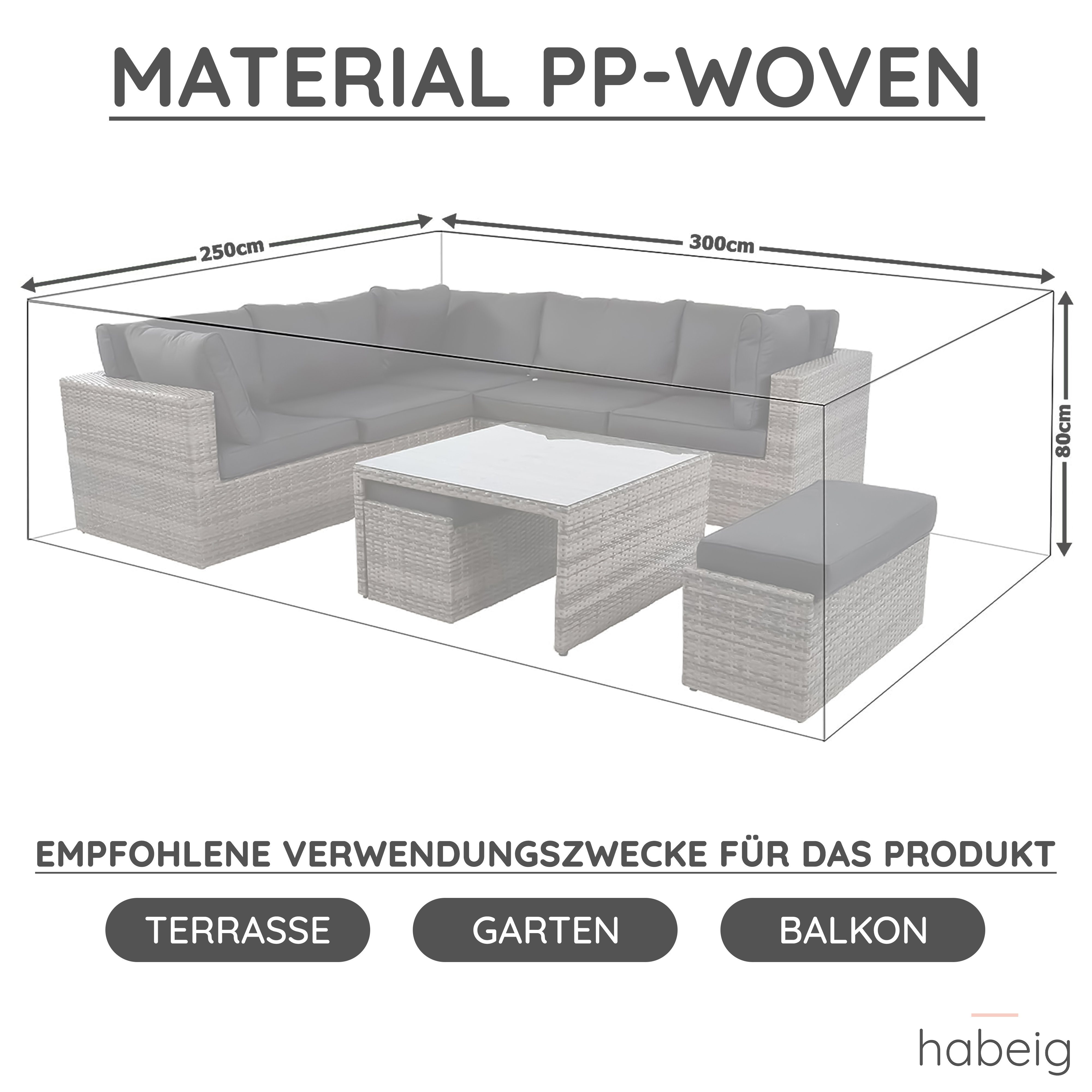 habeig Gartenmöbel-Schutzhülle XXL Schutzhülle Gartenmöbel 300x250x80cm günstig online kaufen