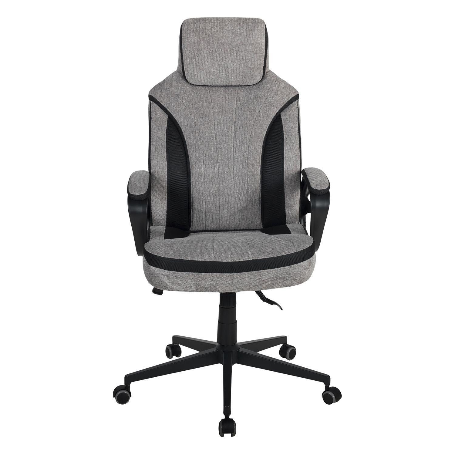 Duo Collection Chefsessel SANDRO, Grau, Schwarz, Netzstoff, Webstoff, Höhenverstellbar, Wippmechanik, B 66 x H 117 x T 66 cm