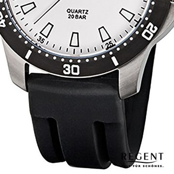 Regent Quarzuhr Regent Herren-Armbanduhr schwarz Analog, (Analoguhr), Herren Armbanduhr rund, groß (ca. 41mm), Kunststoffarmband