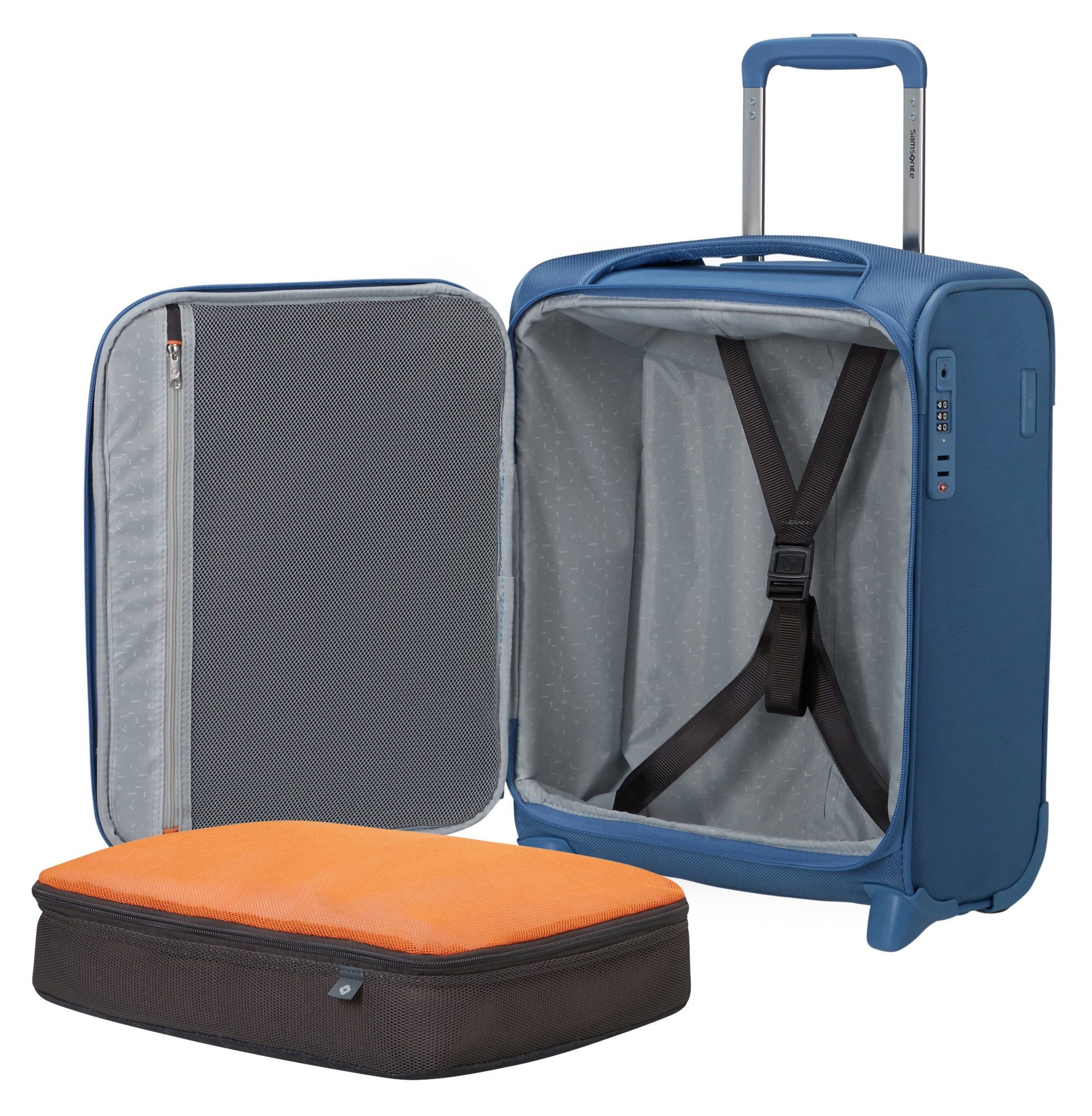 Samsonite Weichgepäck-Trolley RE-LITE, 45 cm, 2 Rollen, mit arretierbarem und versenkbarem Druckknopf, mit Adressanhänger