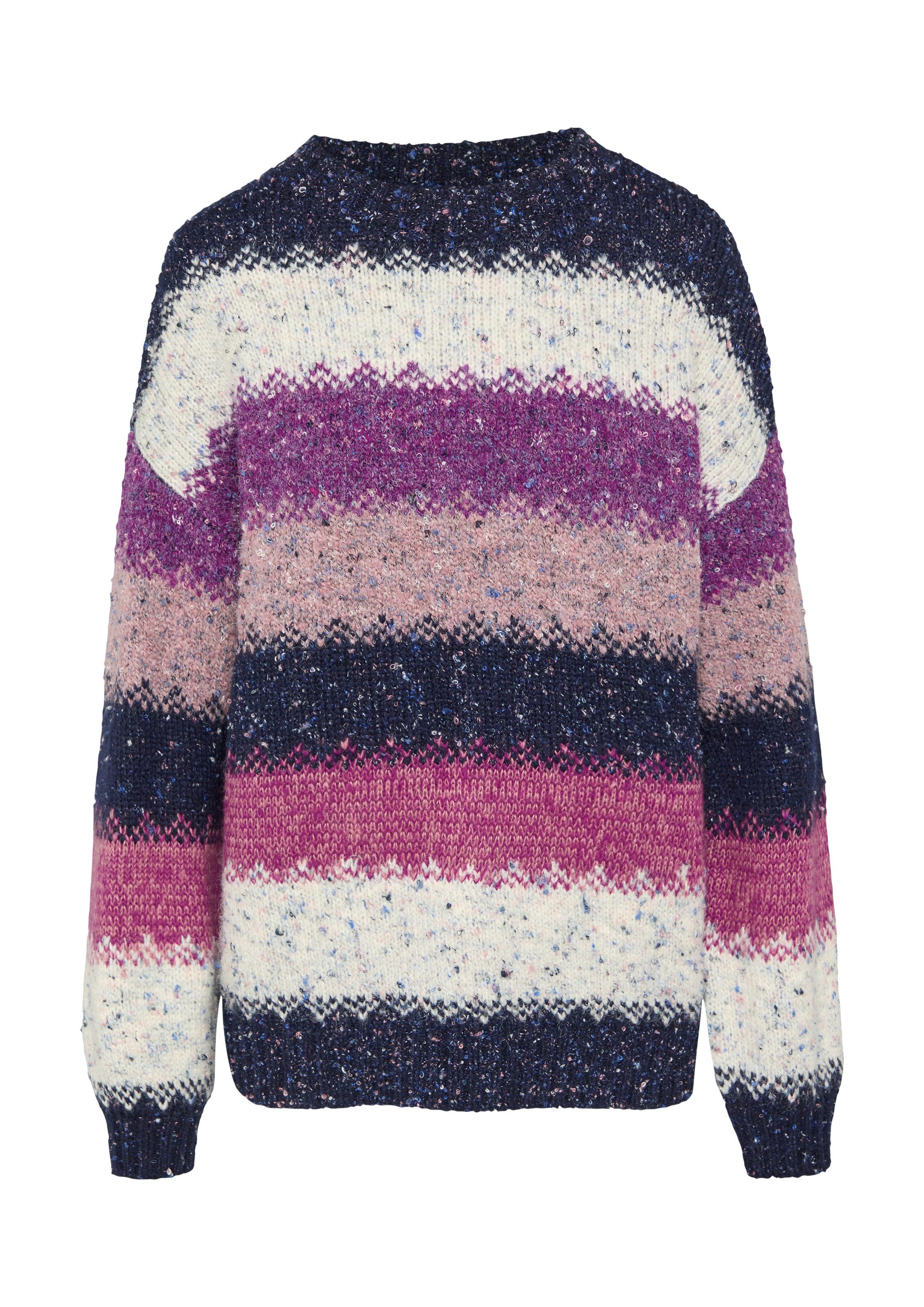 QS Longpullover Strickpullover Oversize Pullover mit mehrfarbigem Streifenmuster