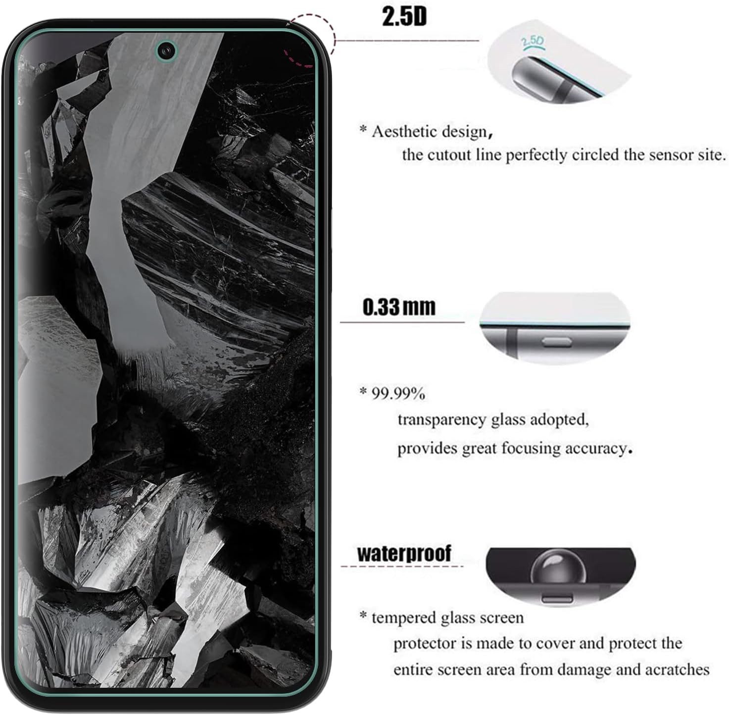 MSM Handyhülle Hülle + 2X Schutzglas für Google Pixel 8A Panzerfolie Full 9H