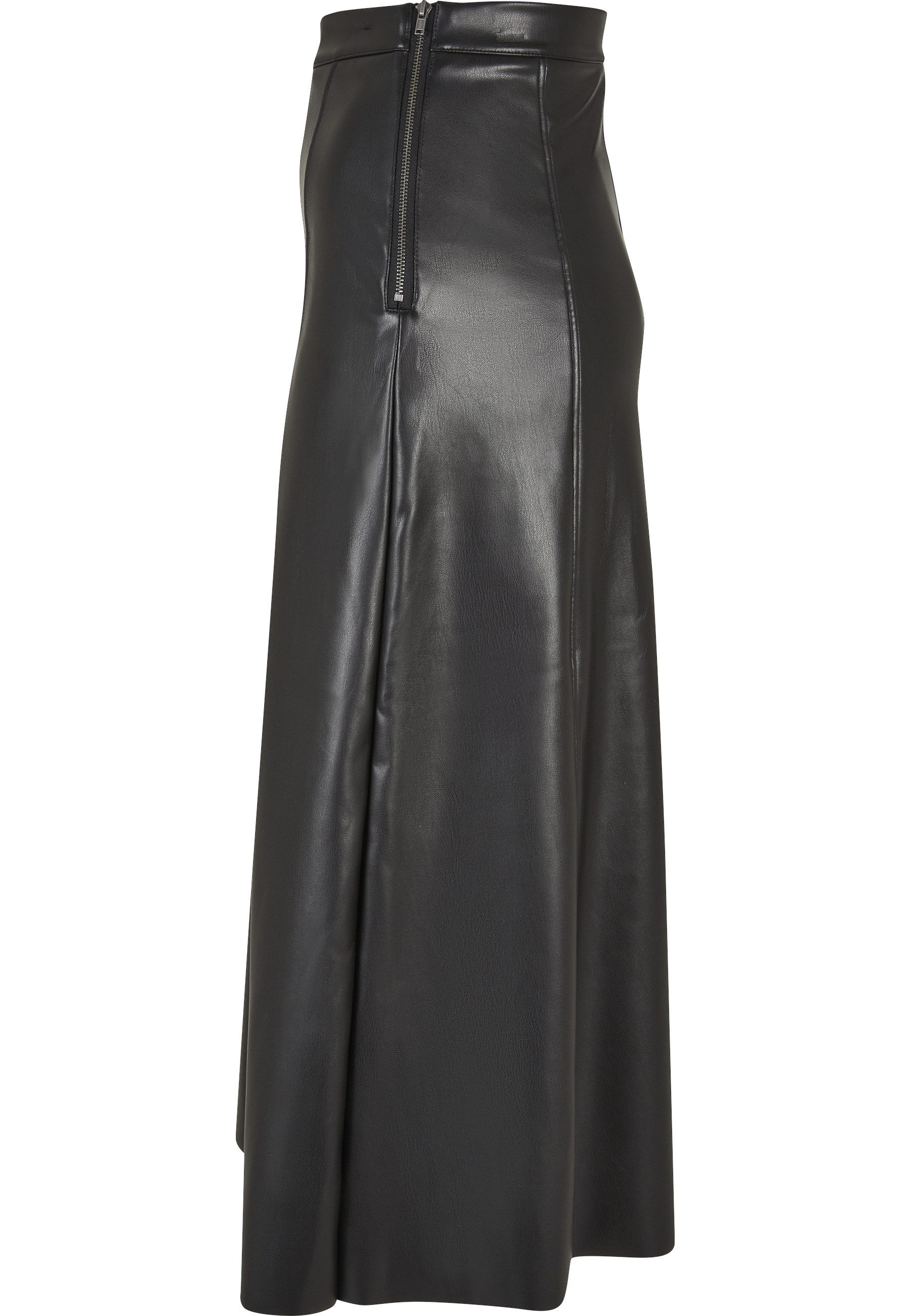 URBAN CLASSICS Maxirock Urban Classics Damen Ladies Synthetic Leather Midi Skirt (1-tlg)