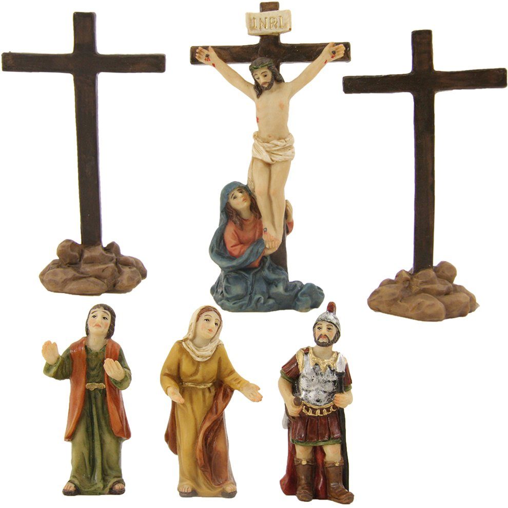 FADEDA Krippenfigur 6x FADEDA Passionsfiguren: Kreuzigung + 2 Kreuze, Höhe in cm: 5 (6 St)