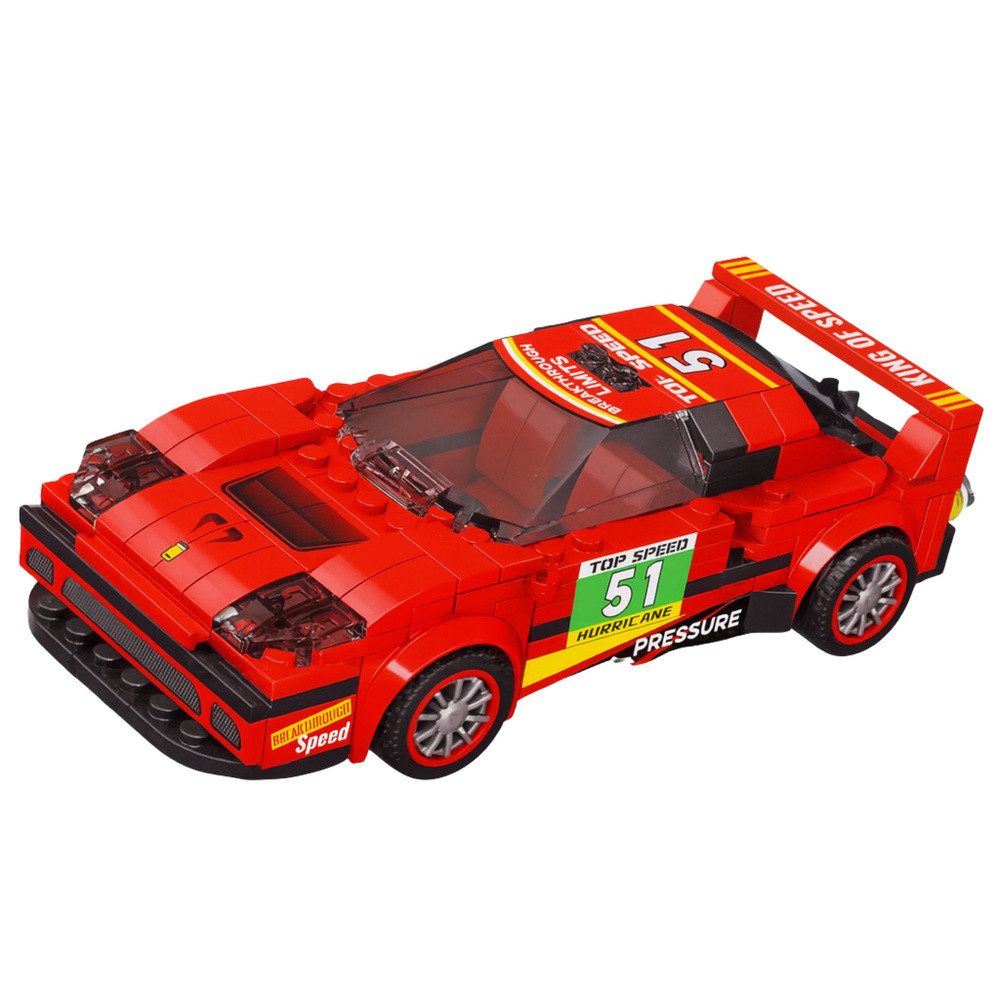 LEAN TOYS Roboter Bausteinset Rennwagen Rückziehauto (Spar-Set, 329-tlg), 2-in-1 Bauset, Rückziehmotor, 329 Teile, ABS