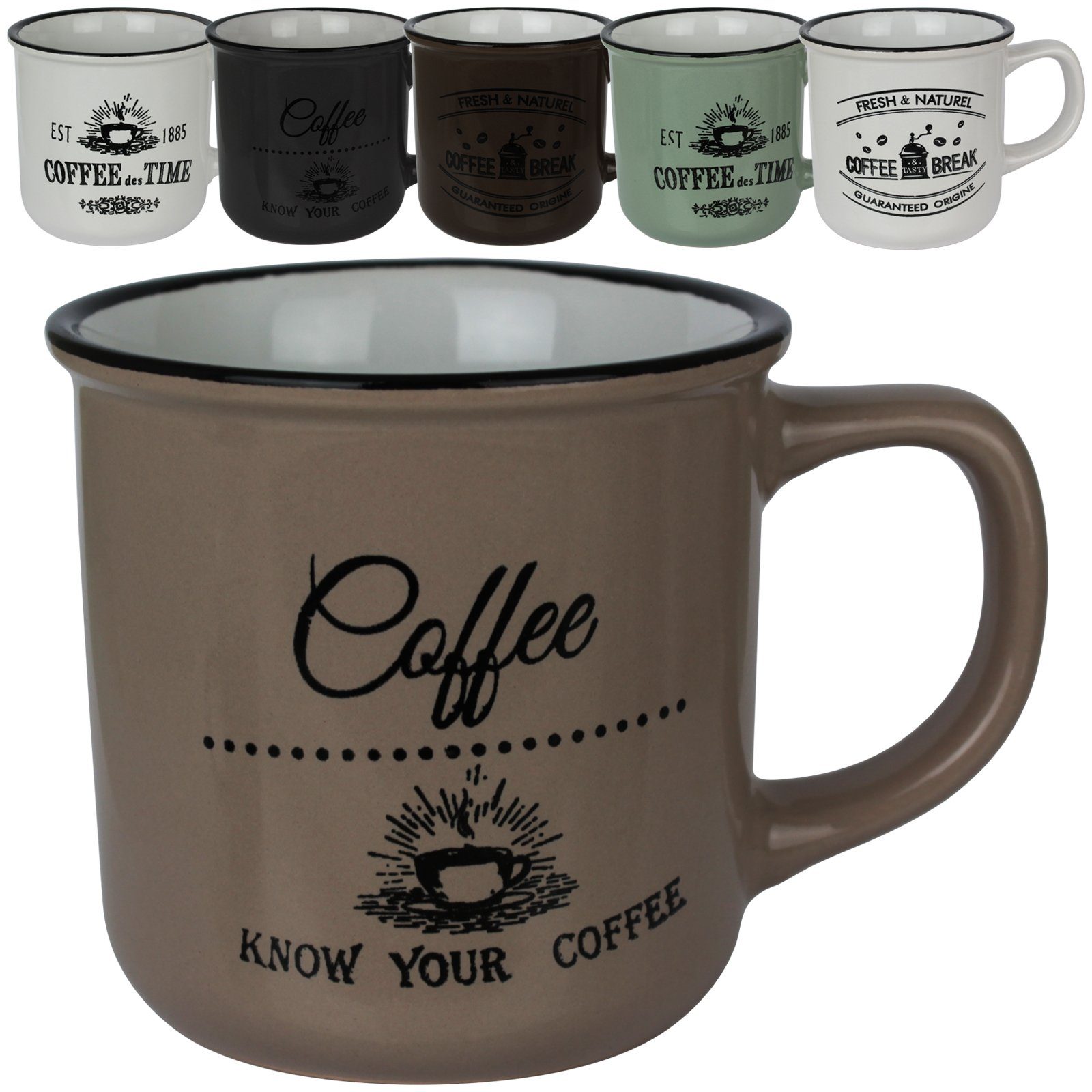 Becher Kaffeetassen Koopman Tasse Kaffeebecher Tee Set Geschirr 6er Henkeltassen, Set Kaffee Tassenset Bistro Kaffeegeschirr