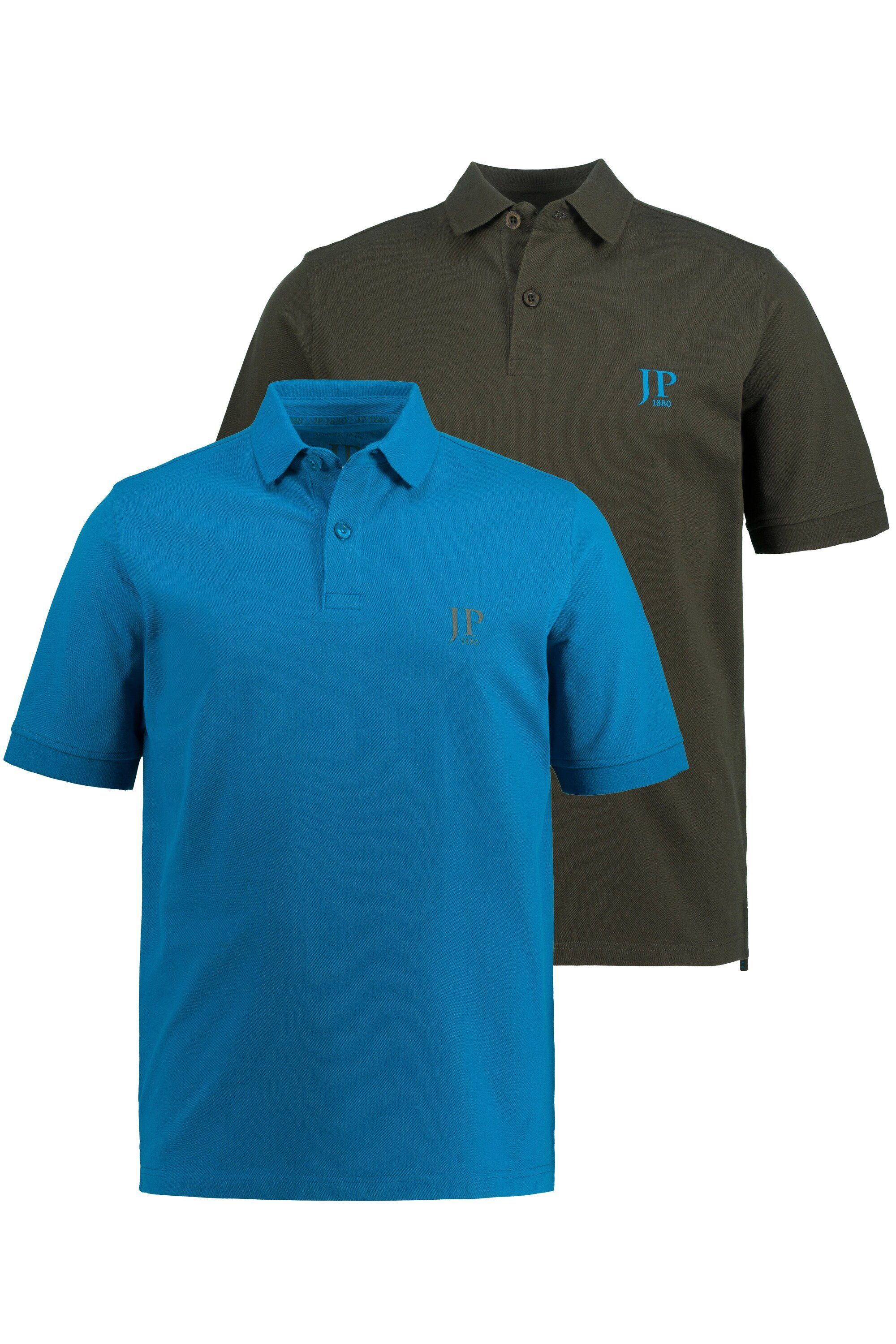 JP1880 Poloshirt Poloshirts Basic 2er-Pack Piqué gekämmte Baumwolle (2-tlg) blautürkis