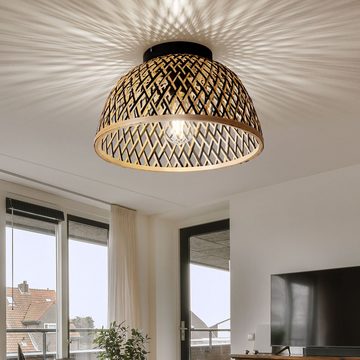 Globo Deckenleuchte, Leuchtmittel nicht inklusive, Deckenlampe Deckenleuchte Wohnzimmerlampe Bambus Geflecht D 35 cm