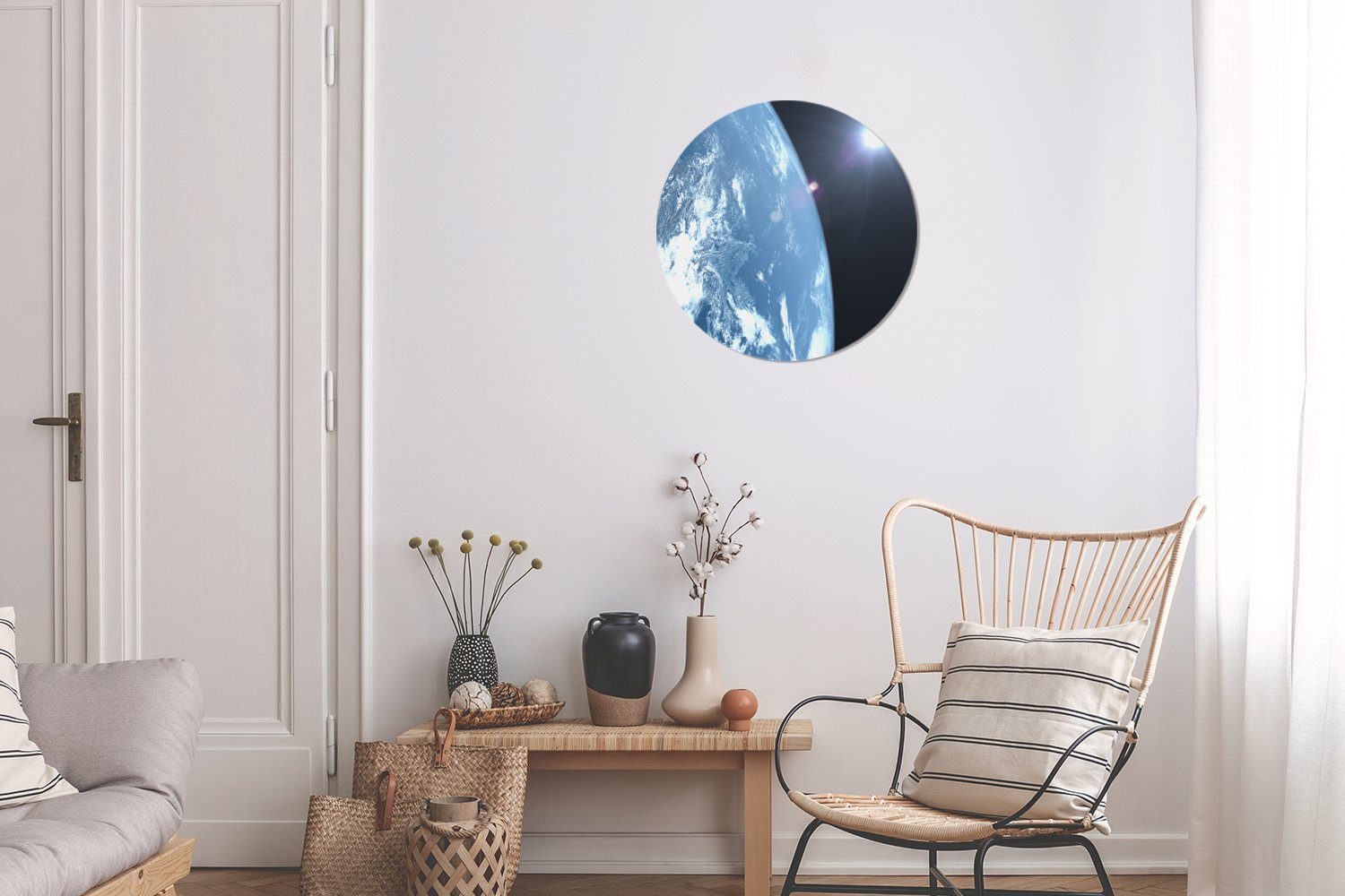 des MuchoWow Kreis (1 Wanddekoration Erde Wohnzimmer, Rundes St), Die Sonnensystems, cm Forex, Gemälde 30x30 Wandbild,