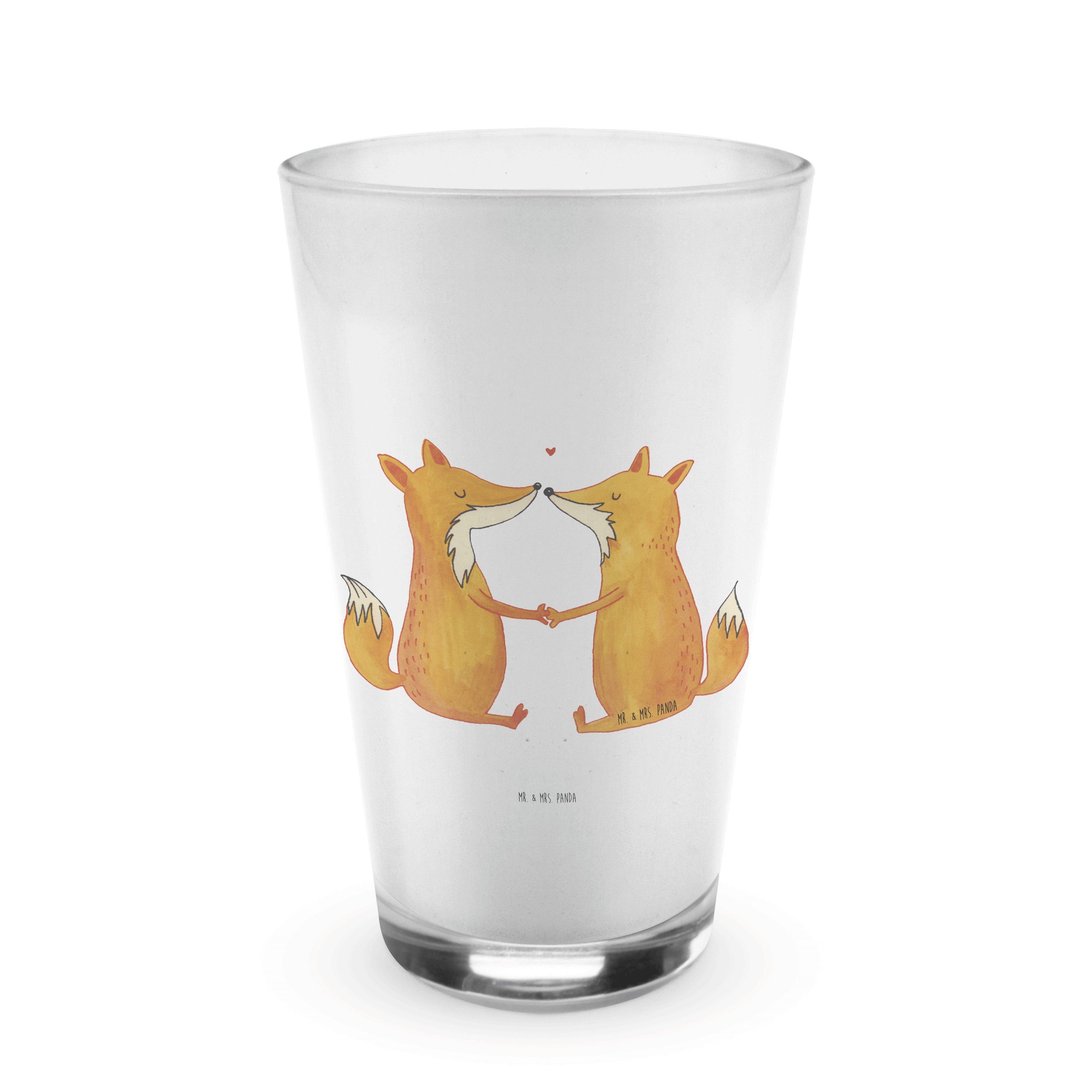 Mr. & Mrs. Panda Glas Füchse Liebe - Transparent - Geschenk, Latte Macchiato, Cappuccino Gl, Premium Glas